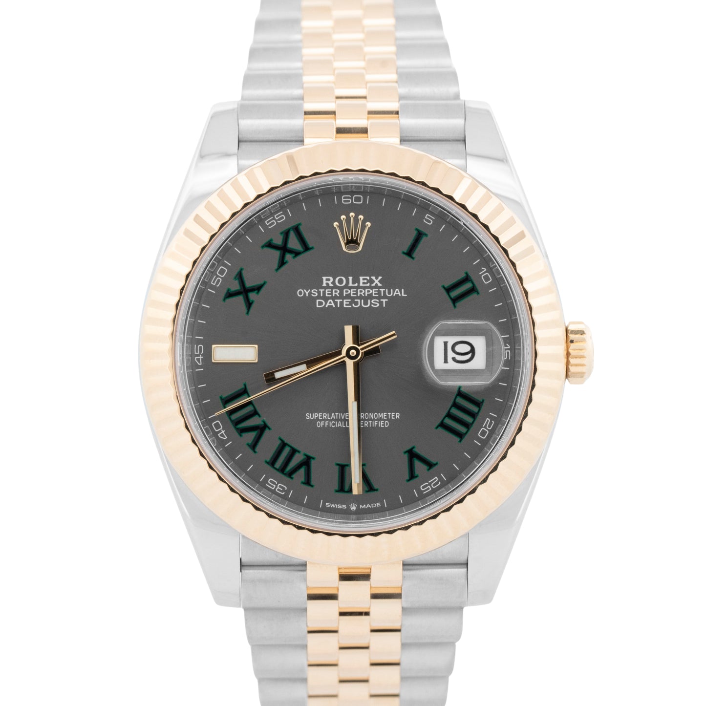 PAPERS Rolex DateJust 41mm WIMBLEDON Two-Tone 18K Gold Fluted JUBILEE 126333 BOX