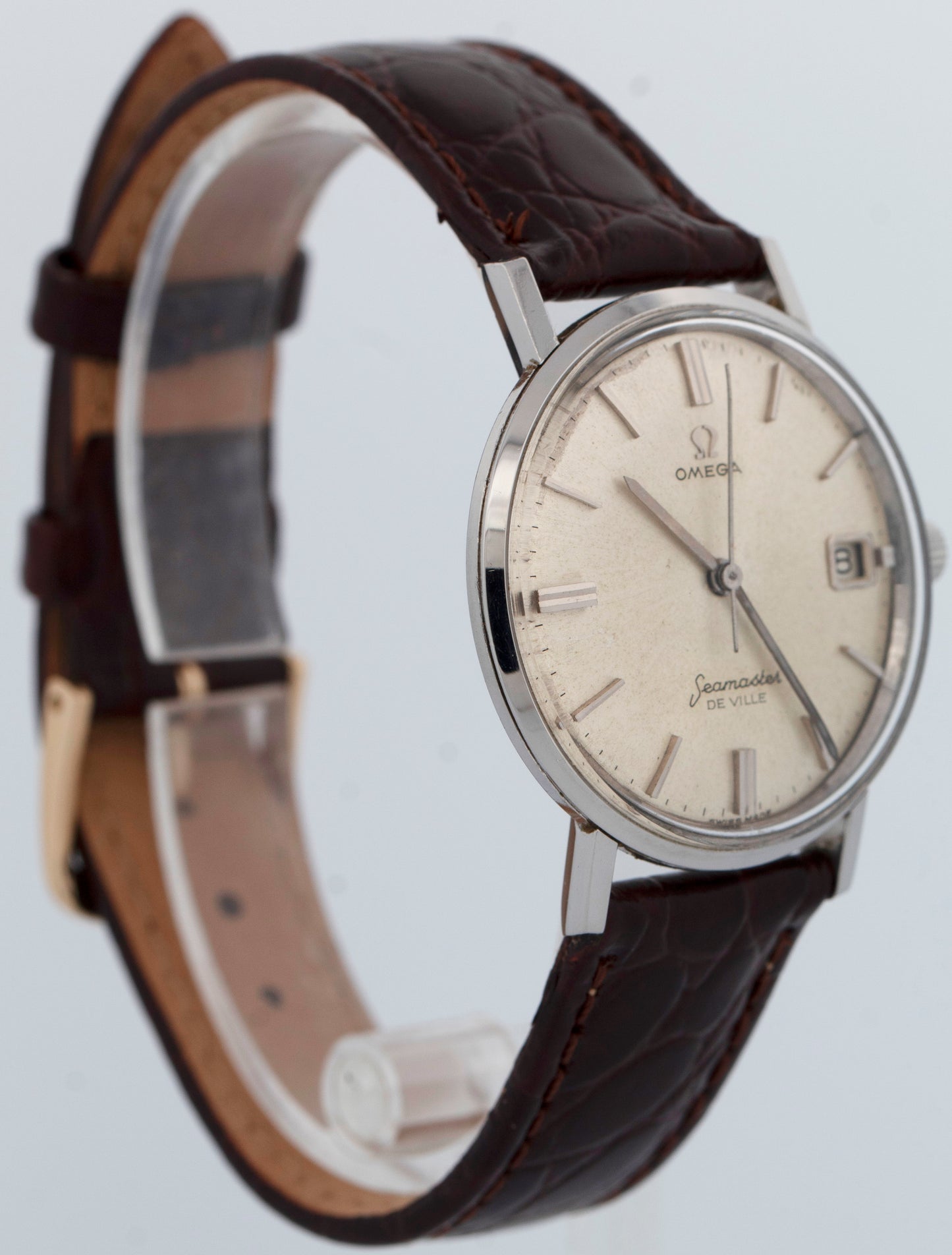 Omega Seamaster De Ville Silver Stainless Steel Date 34mm 14775 Manual Watch