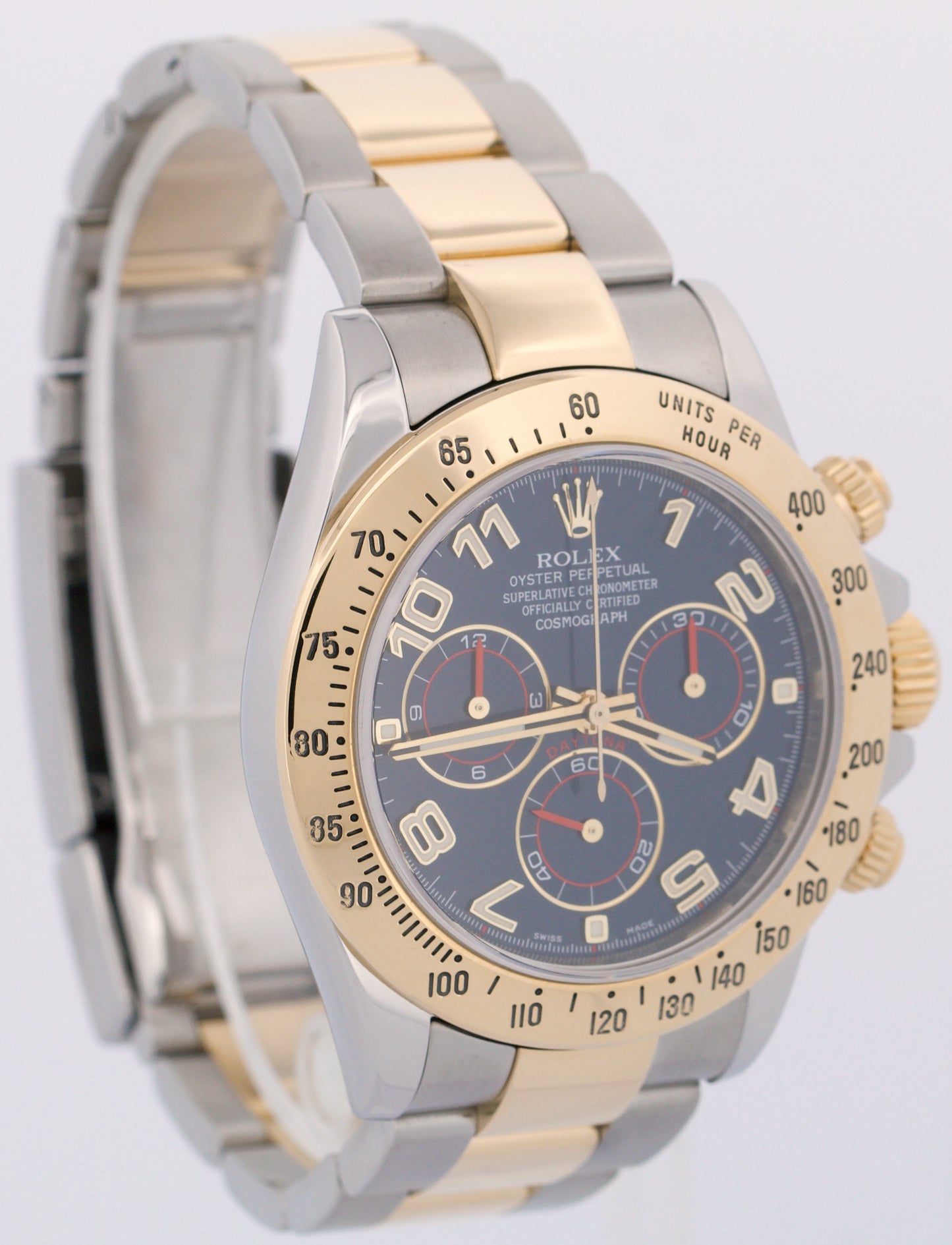 Rolex Daytona Cosmograph BLUE RACING 18K Yellow Gold Two-Tone Steel Watch 116523
