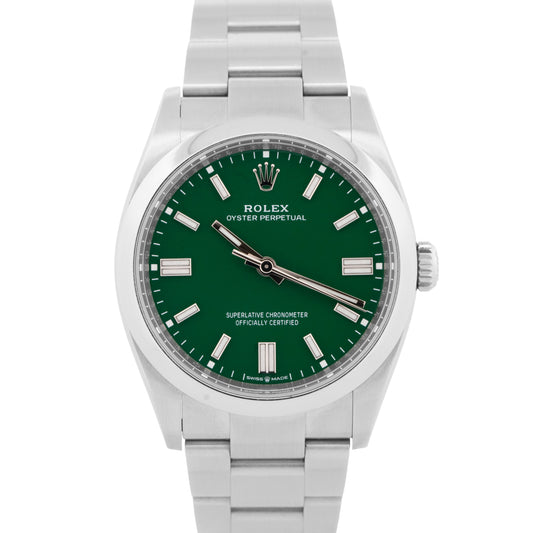 2024 PAPERS Rolex Oyster Perpetual GREEN 36mm Stainless Steel Watch 126000 BOX