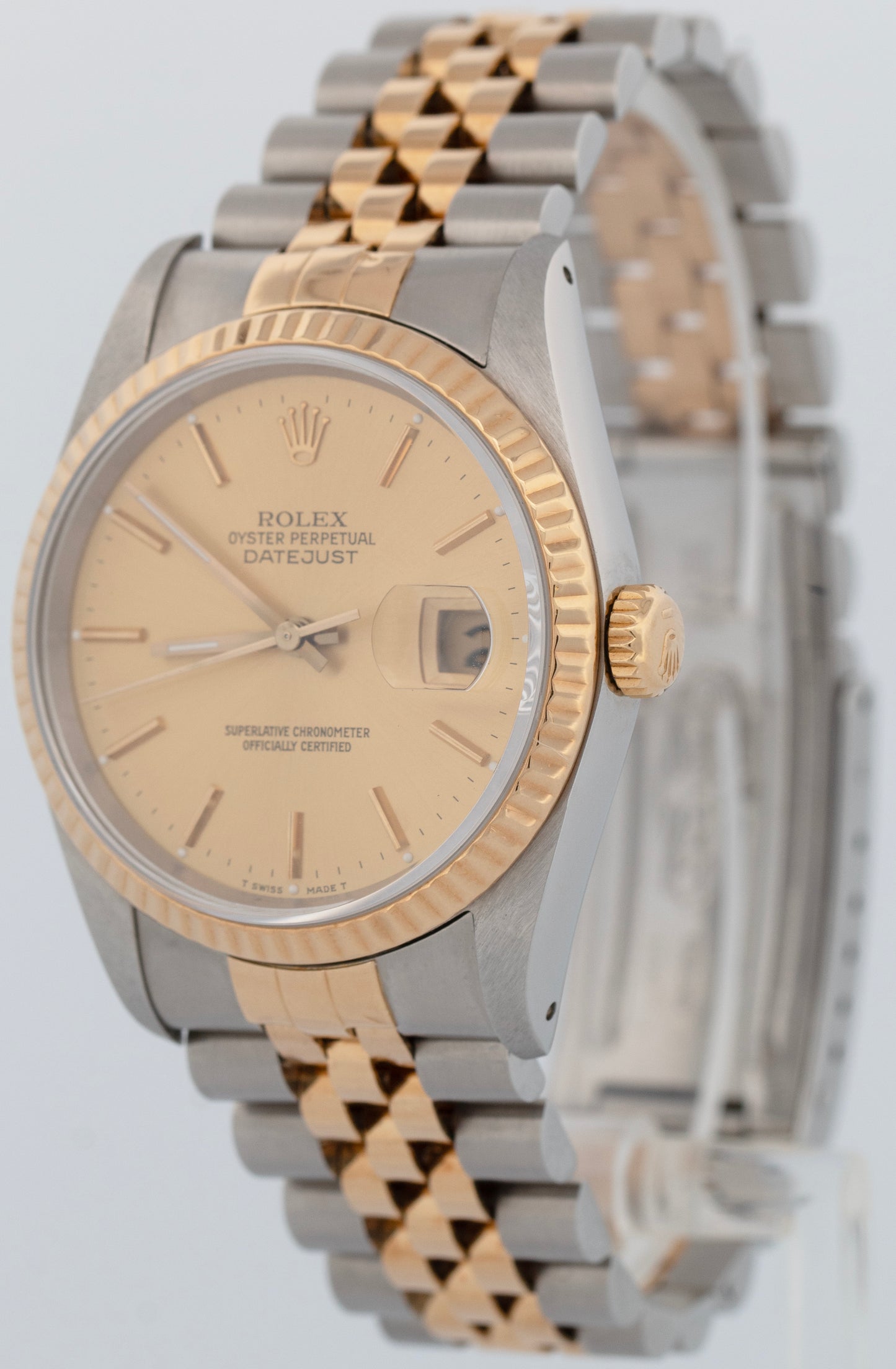 1989 Rolex DateJust 36mm Champagne Two-Tone 18K Gold Steel JUBILEE Watch 16233