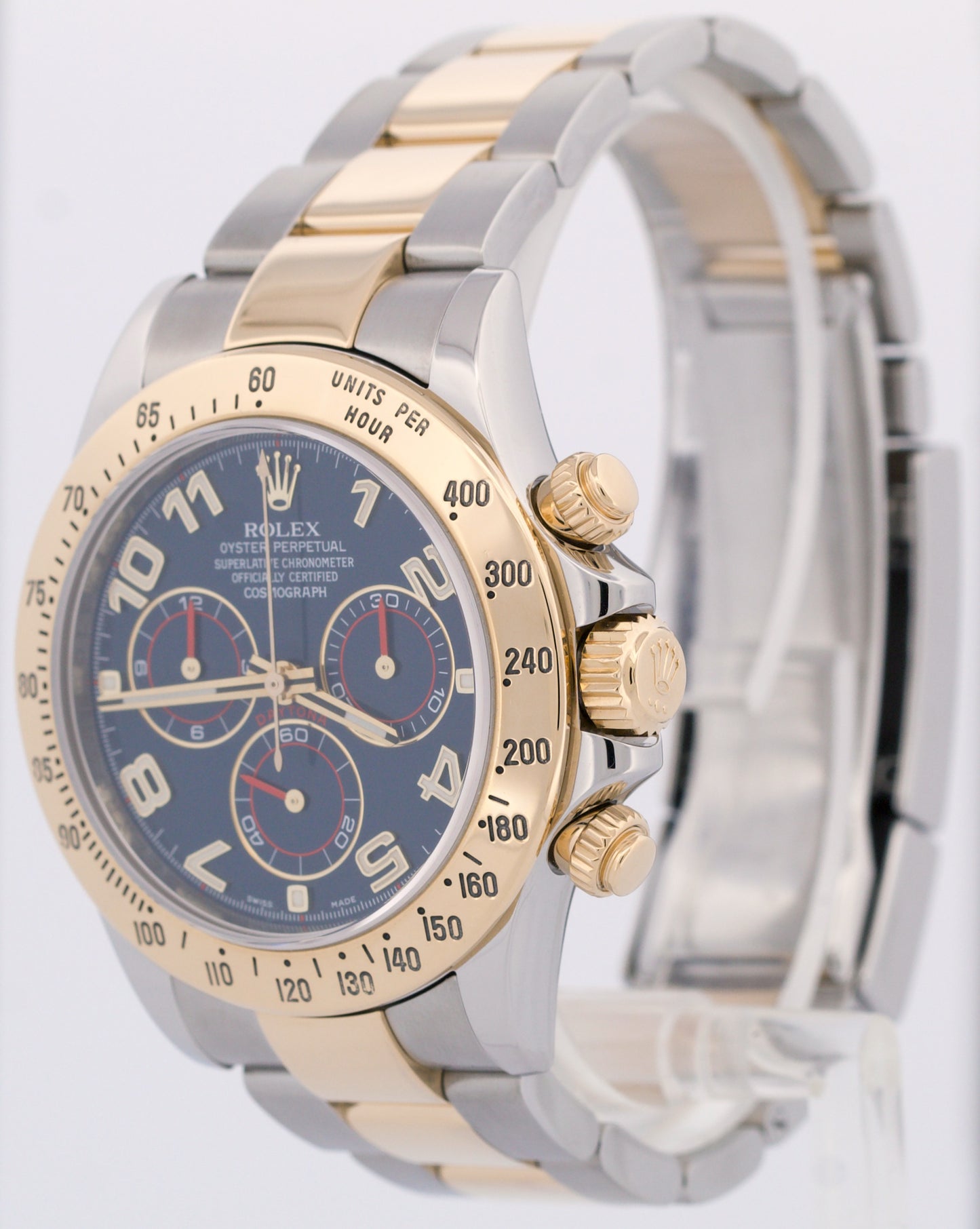 Rolex Daytona Cosmograph BLUE RACING 18K Yellow Gold Two-Tone Steel Watch 116523