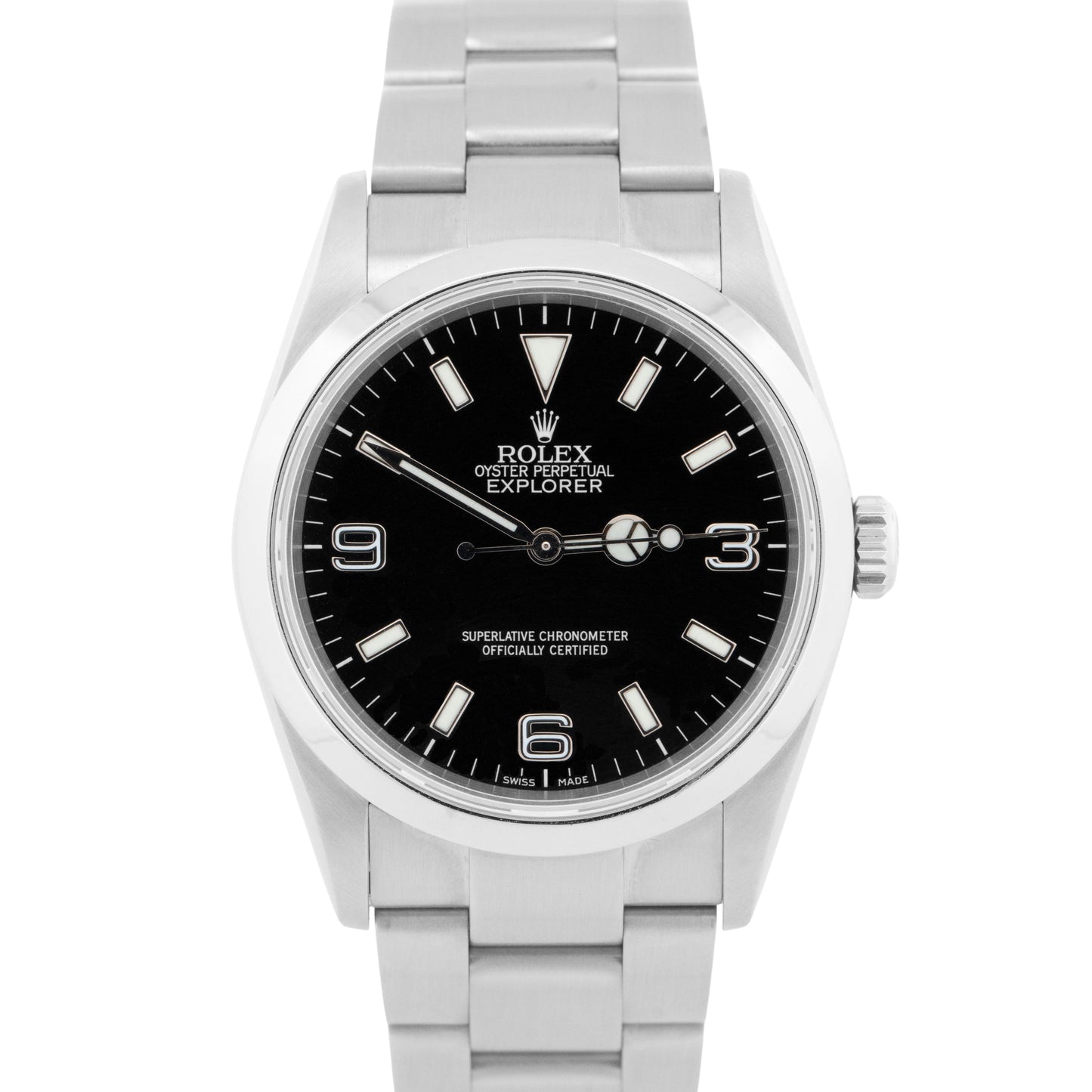 PAPERS Rolex Explorer I Black 36mm 3-6-9 Stainless Steel Oyster Watch 114270 BOX