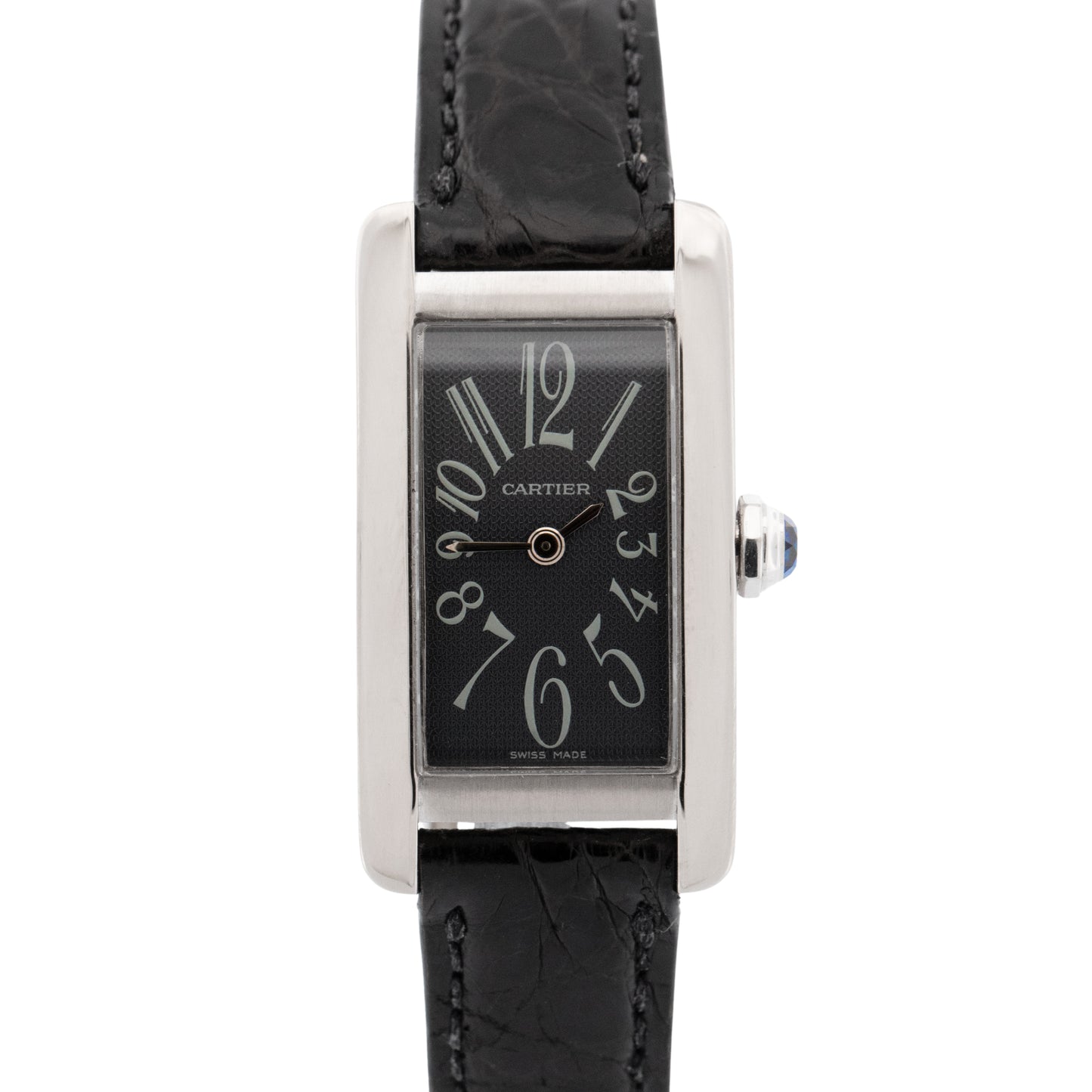 PAPERS Cartier Tank Americaine 18k White Gold 18x35mm Quartz 1713 Watch BOX