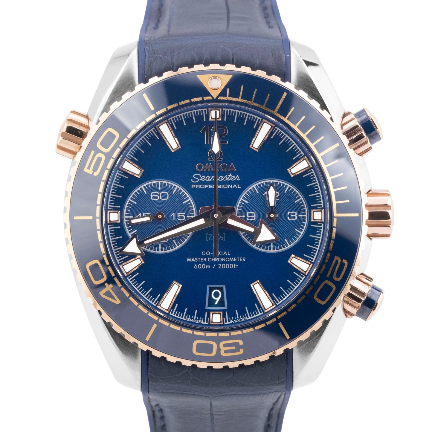 MINT PAPERS Omega Seamaster Chronograph Blue Sedna Gold 215.23.46.51.03.001 BOX