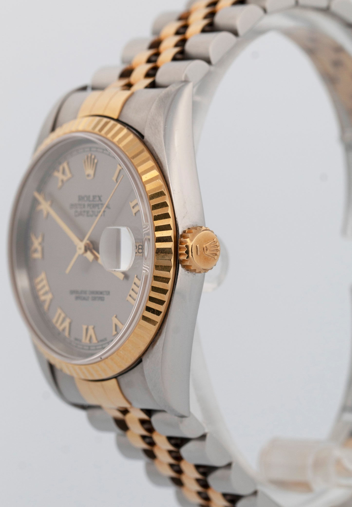 PAPERS Rolex DateJust 36mm Slate Gray 18K Yellow Gold Steel JUBILEE 16233 BOX
