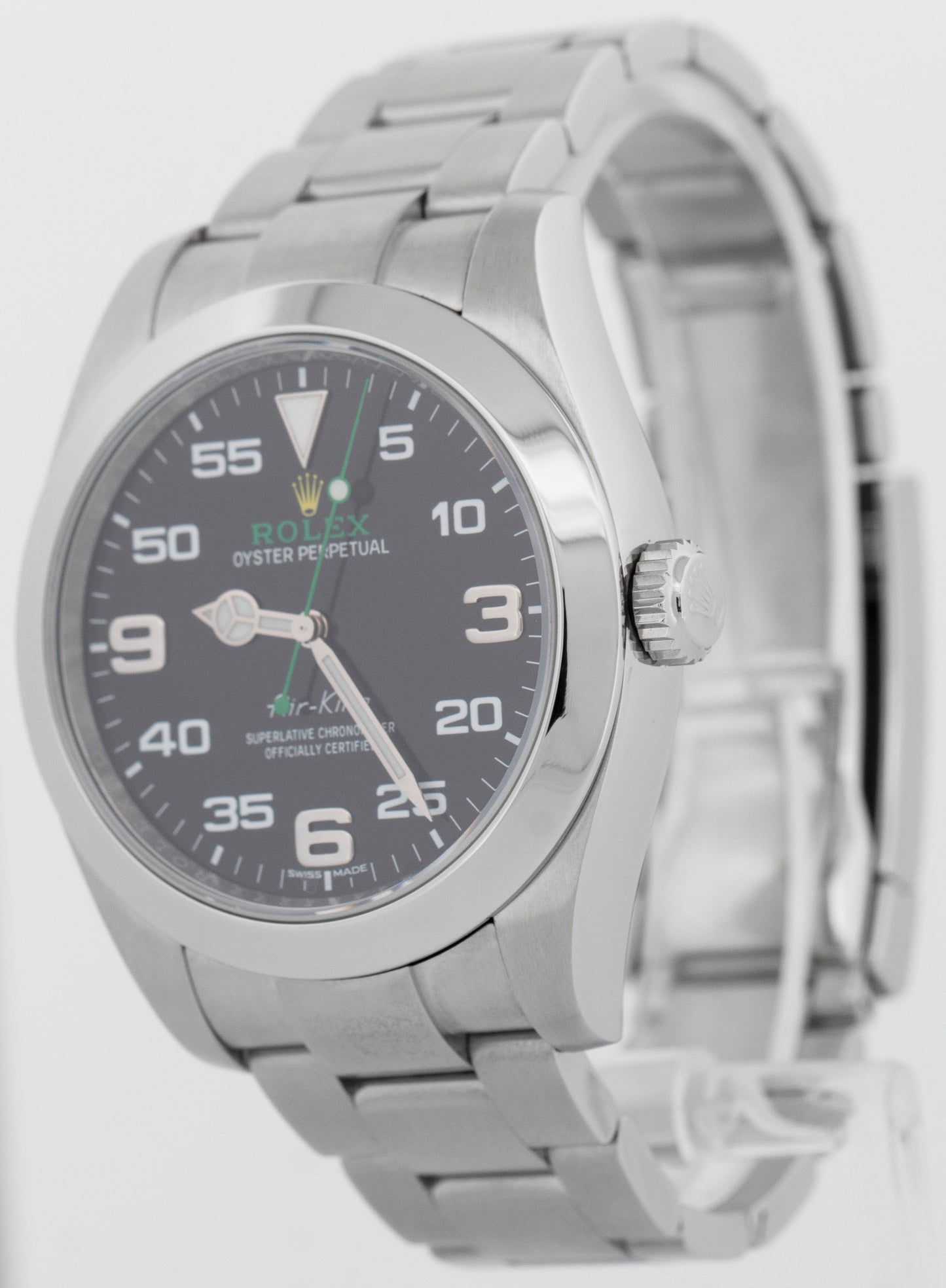 MINT PAPERS Rolex Air-King 40mm Green Black Steel Arabic 116900 Watch BOX