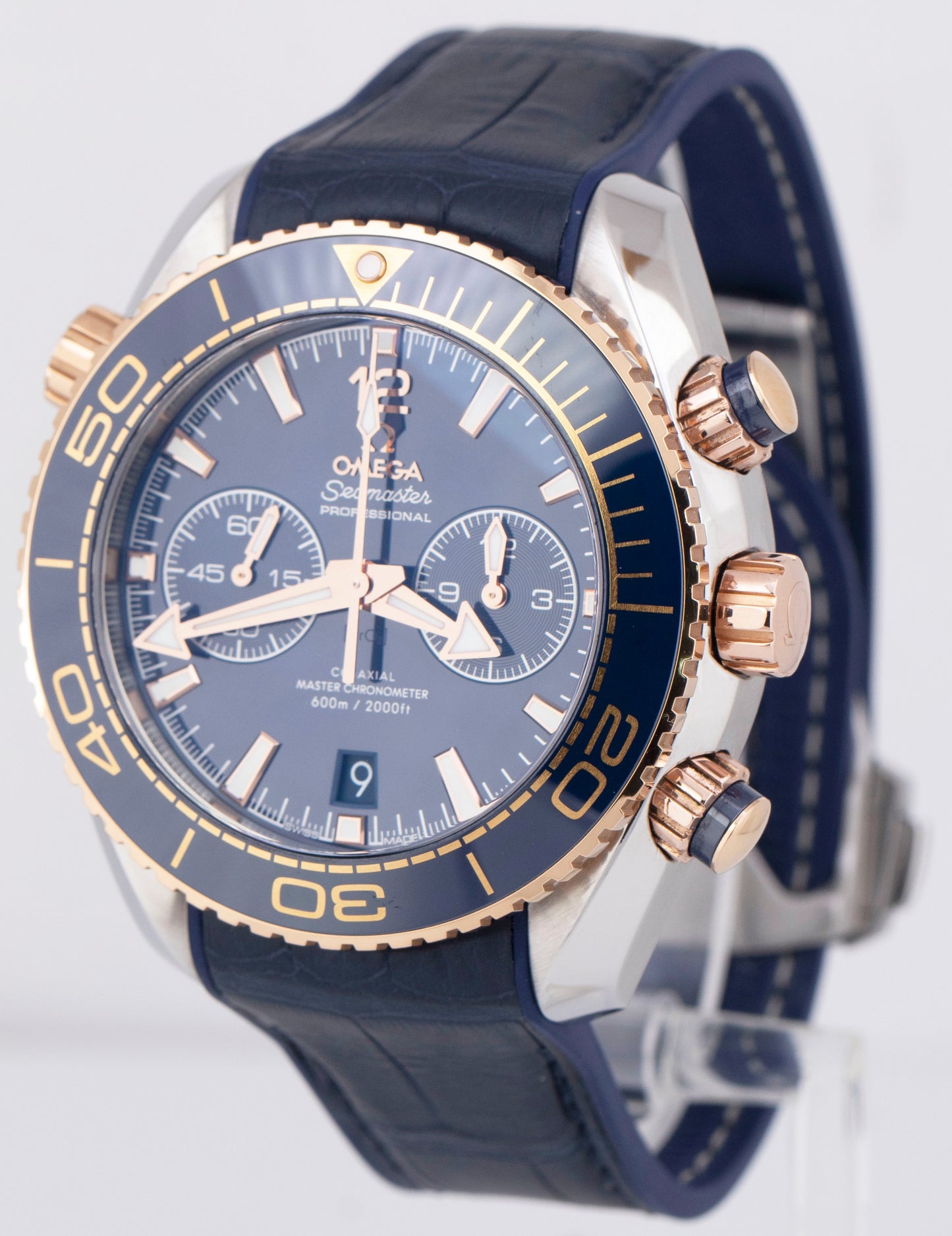 MINT PAPERS Omega Seamaster Chronograph Blue Sedna Gold 215.23.46.51.03.001 BOX