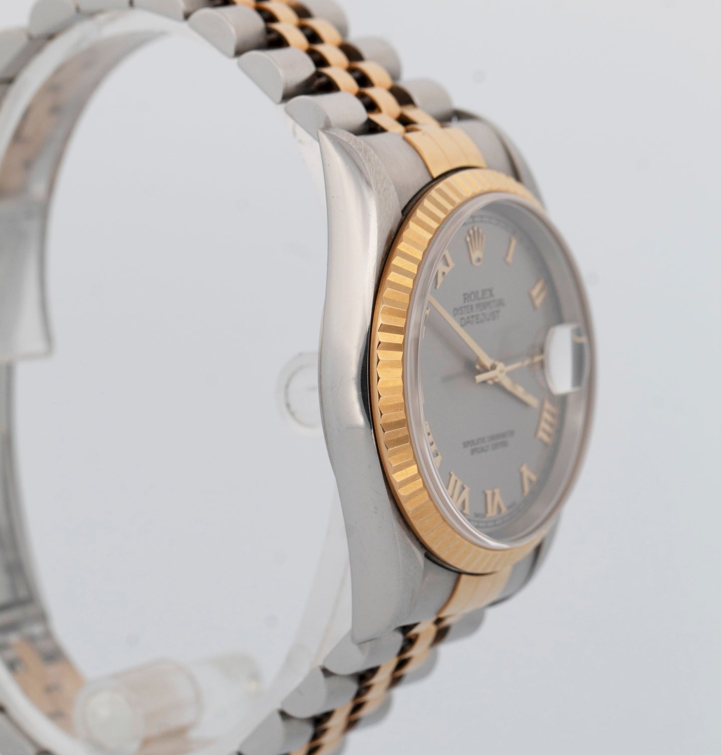 PAPERS Rolex DateJust 36mm Slate Gray 18K Yellow Gold Steel JUBILEE 16233 BOX