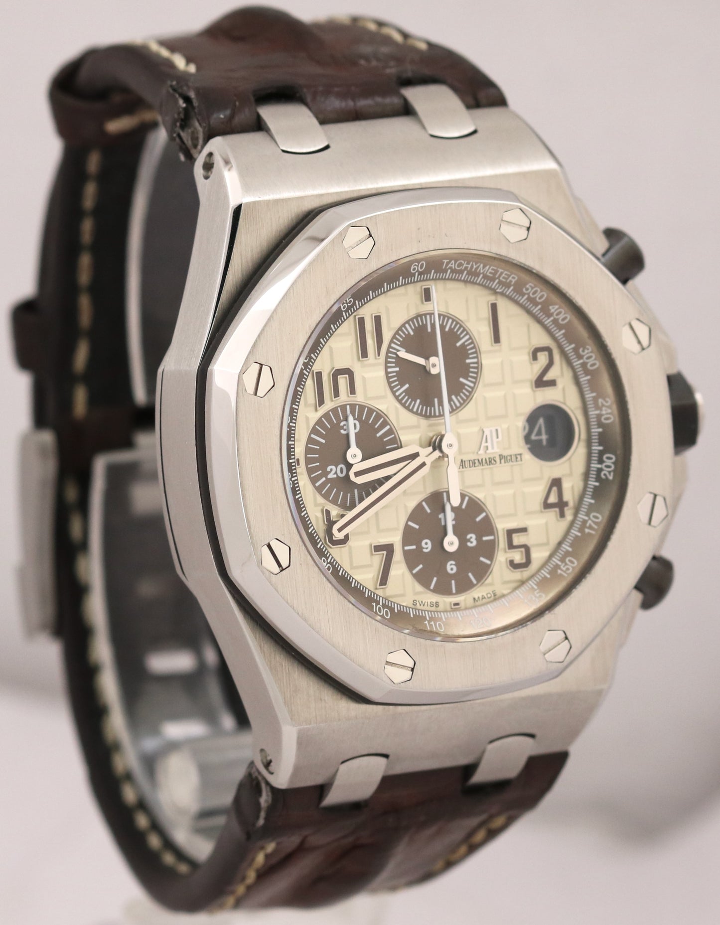 PAPERS Audemars Piguet Royal Oak Offshore SAFARI Brown Ivory 42mm 26470ST BOX