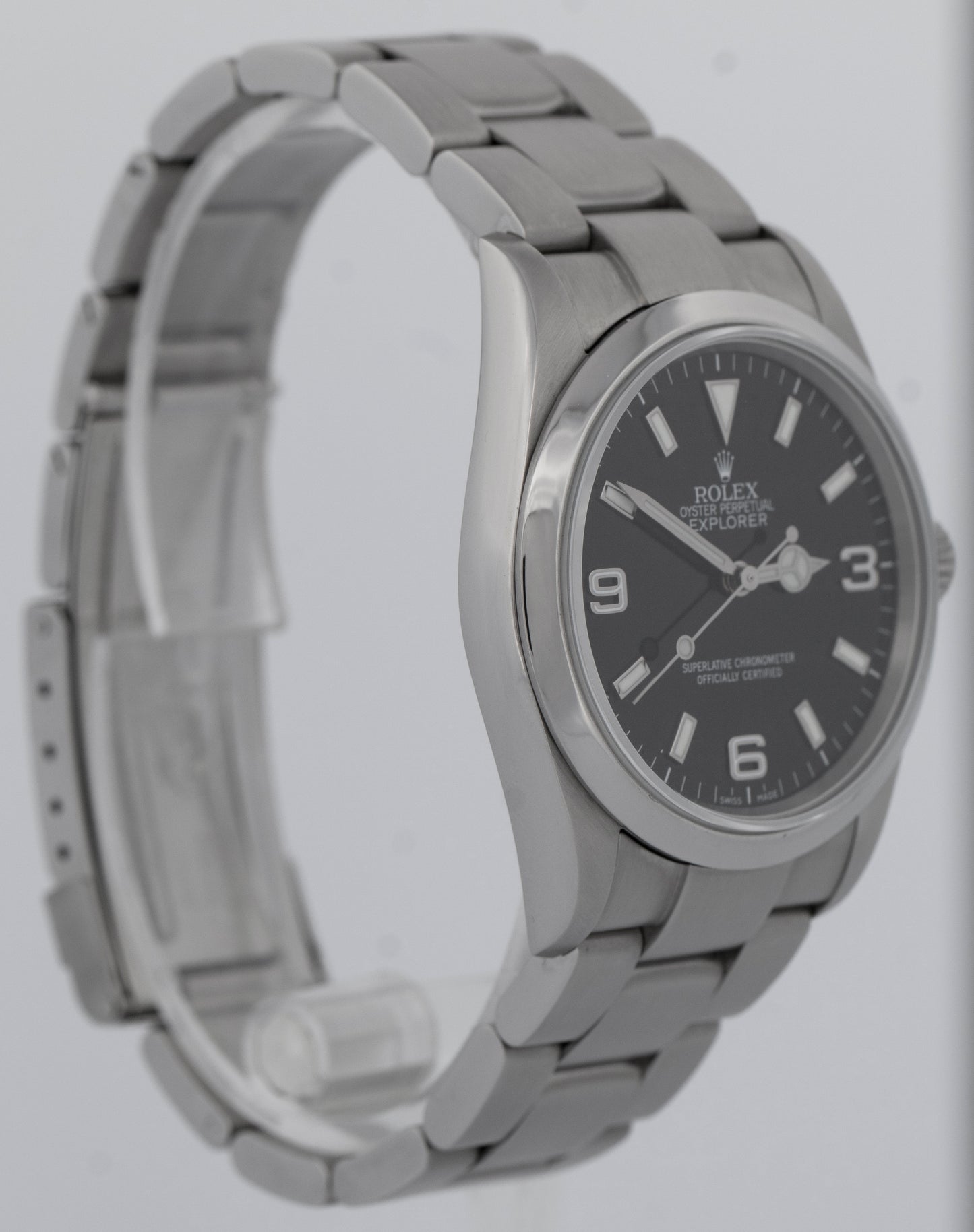 PAPERS Rolex Explorer I Black 36mm 3-6-9 Stainless Steel Oyster Watch 114270 BOX