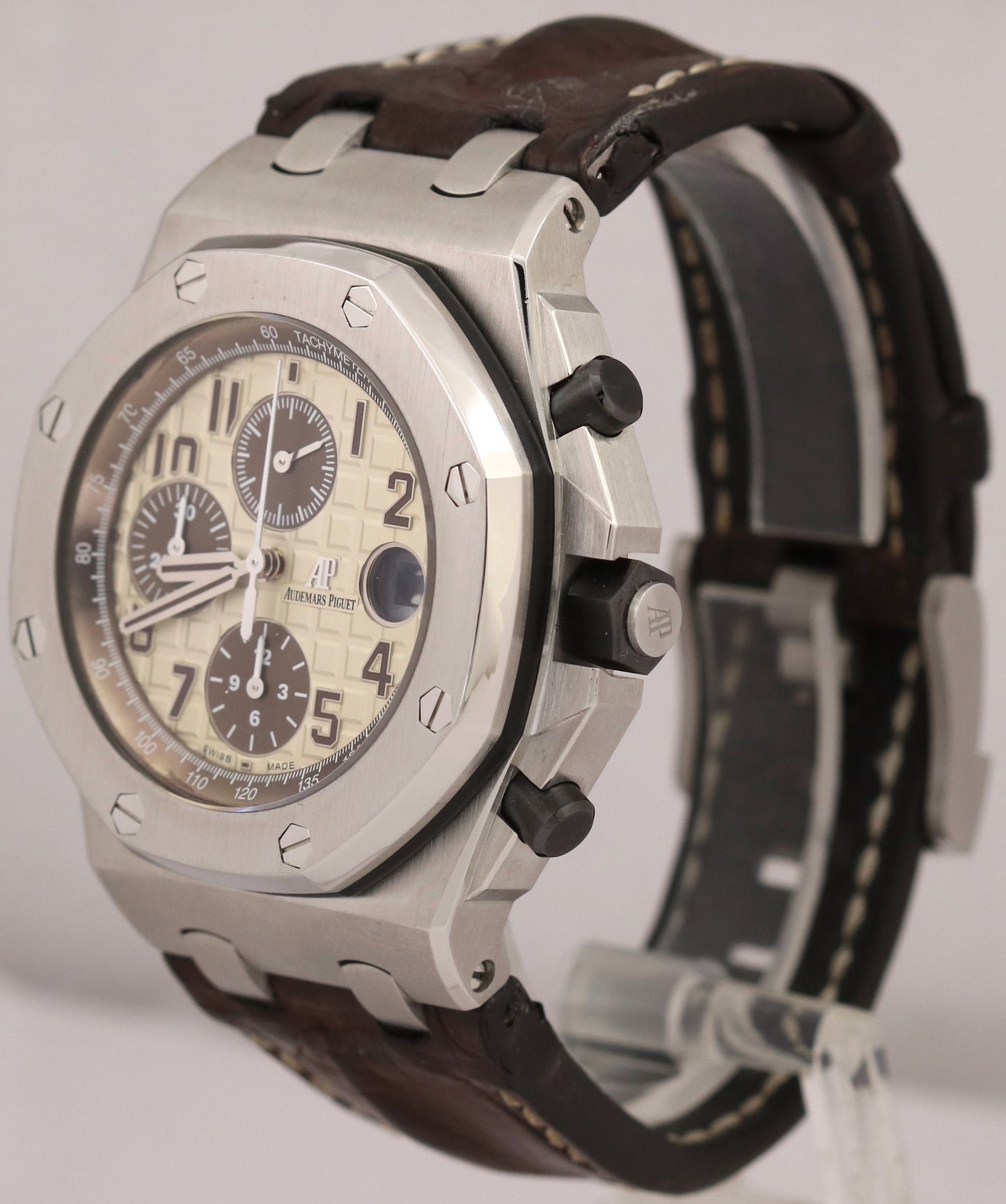 PAPERS Audemars Piguet Royal Oak Offshore SAFARI Brown Ivory 42mm 26470ST BOX