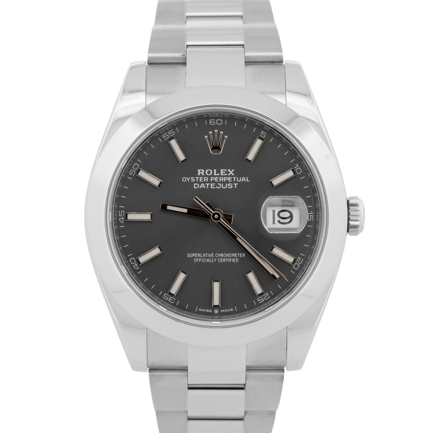 MINT PAPERS Rolex DateJust 41 RHODIUM Stainless Steel 41mm Watch 126300 BOX