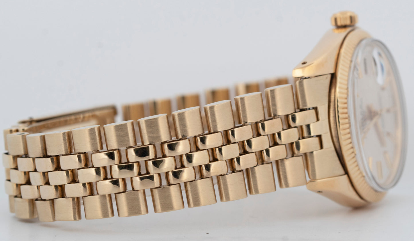 VINTAGE Rolex Oyster Perpetual Date 34mm Silver 14K Yellow Gold JUBILEE 1503