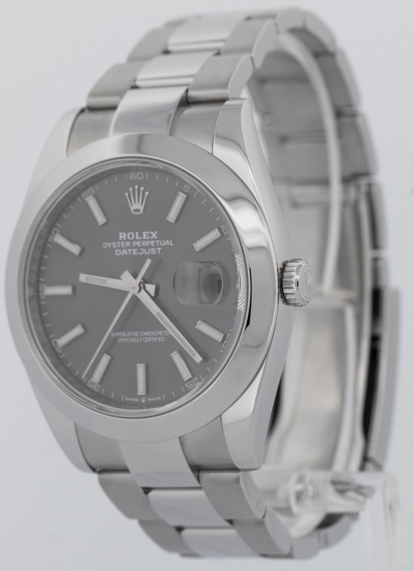 MINT PAPERS Rolex DateJust 41 RHODIUM Stainless Steel 41mm Watch 126300 BOX