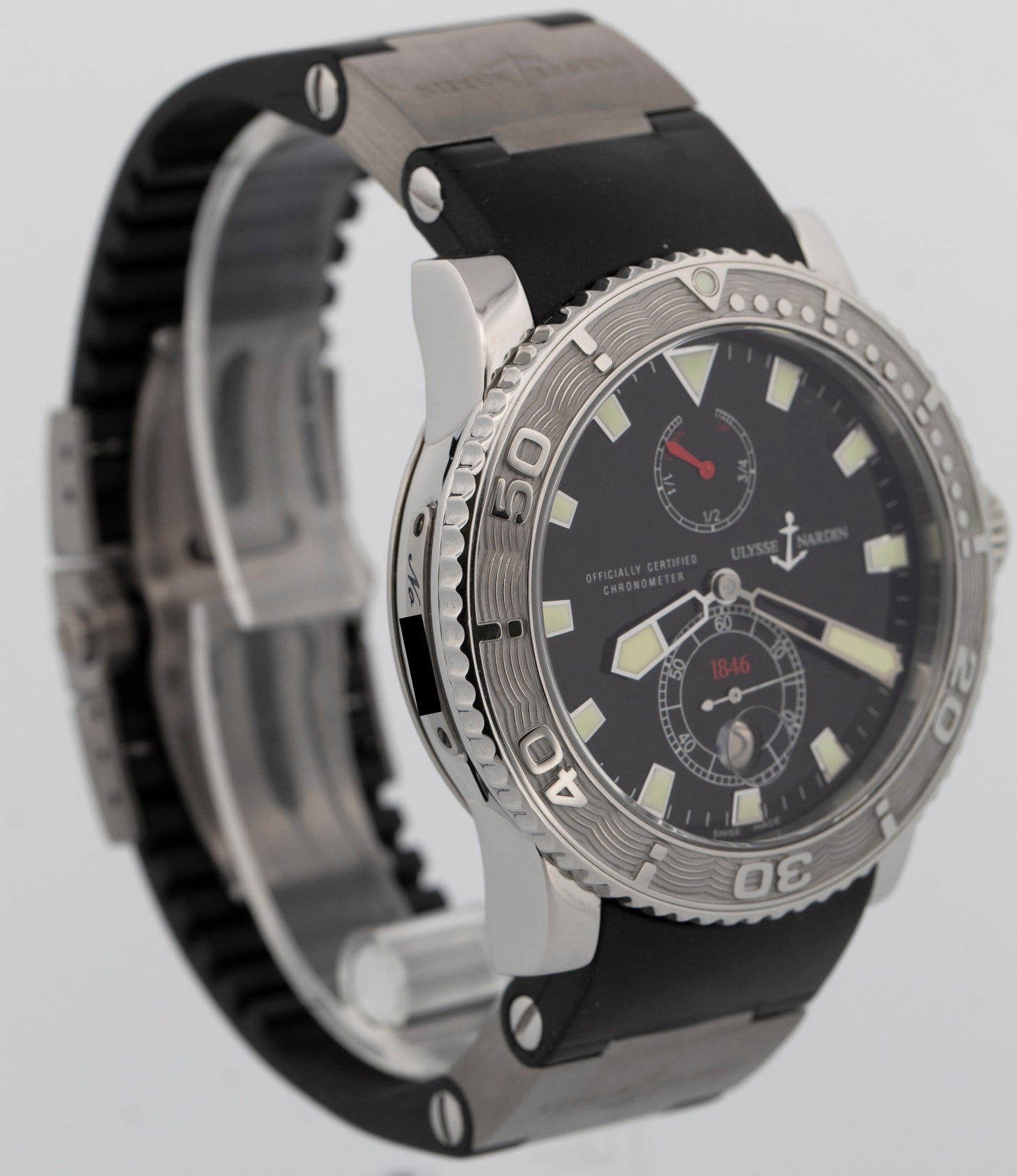 PAPERS Ulysse Nardin Maxi Marine Diver BLACK Steel 43mm 263-33 Watch BOX