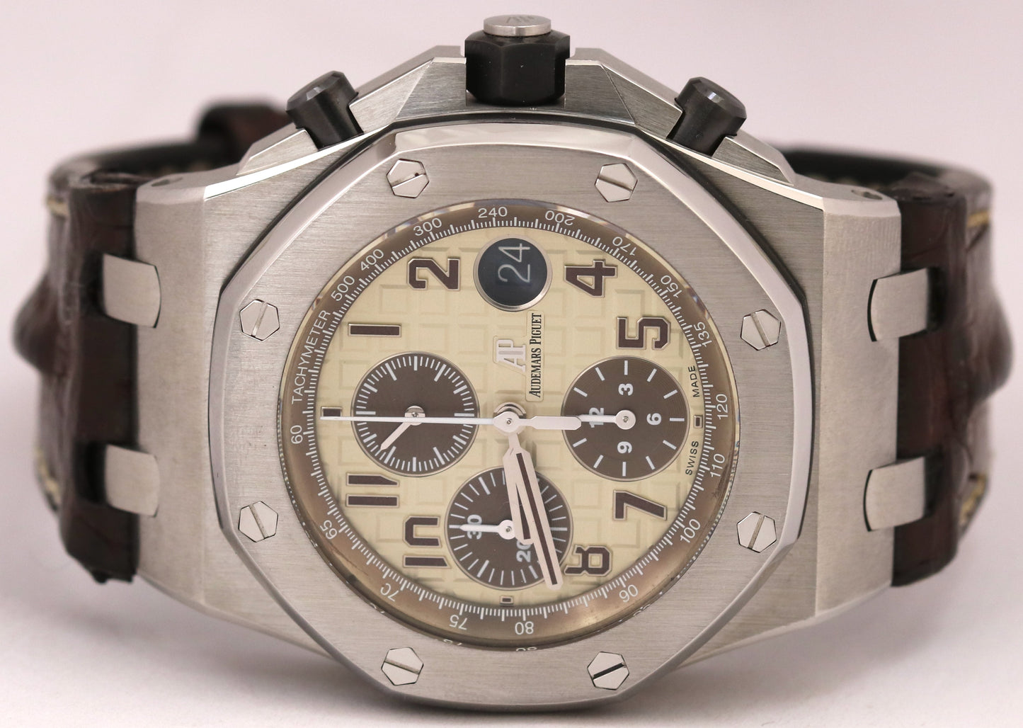 PAPERS Audemars Piguet Royal Oak Offshore SAFARI Brown Ivory 42mm 26470ST BOX