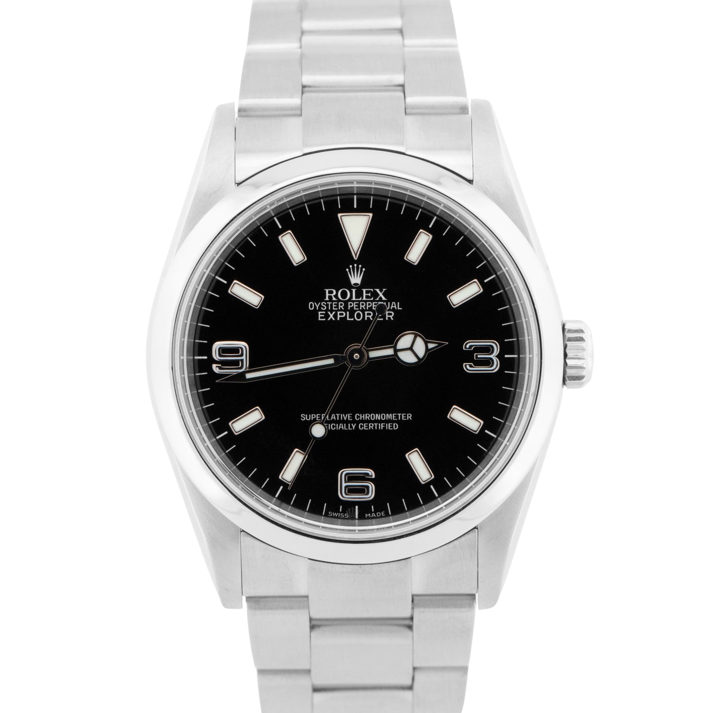 MINT Rolex Explorer I Black 36mm 3-6-9 Stainless Steel Automatic Watch 114270