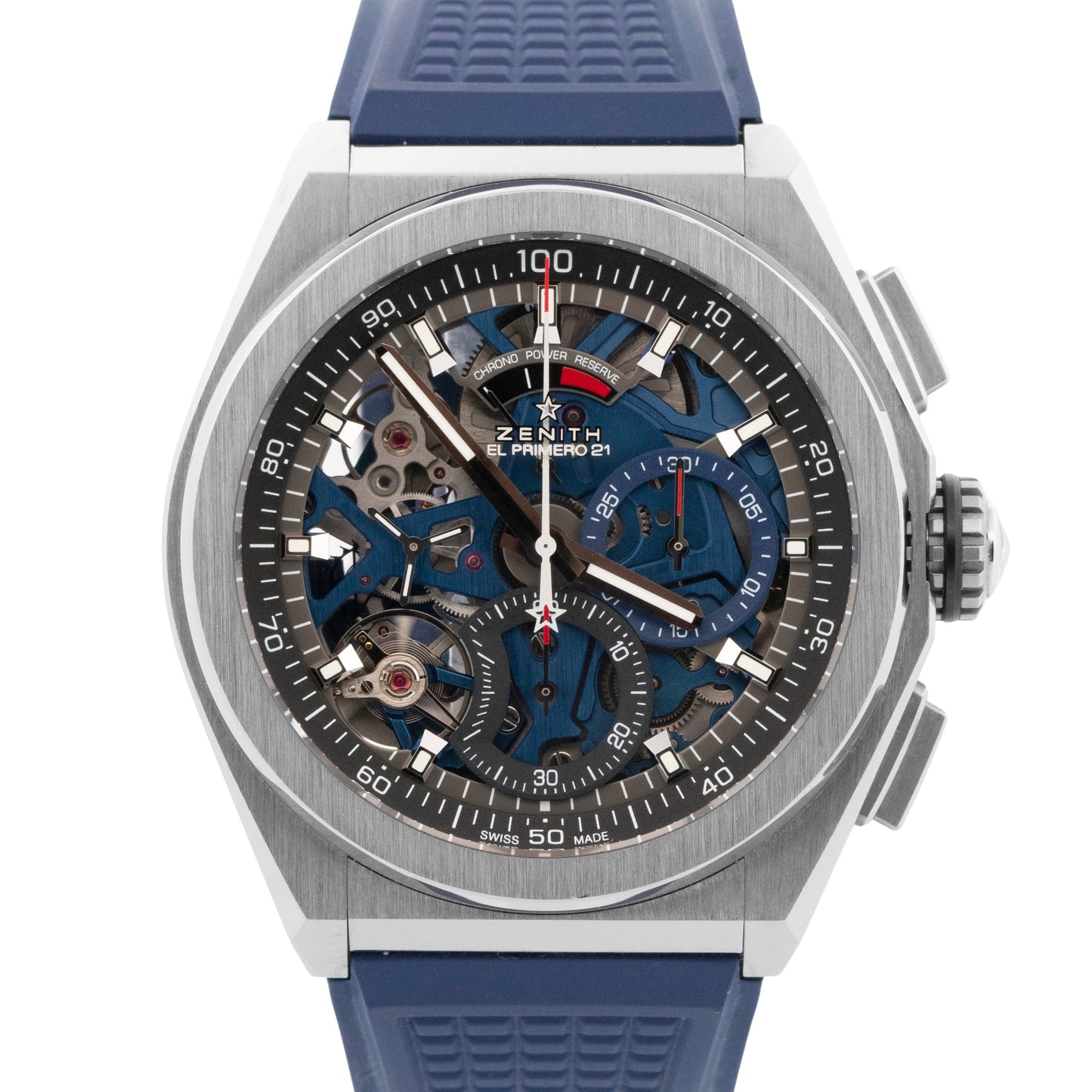PAPERS Zenith Defy Classic Blue Skeleton Titanium Watch 95.9002.9004/78.R584 BOX