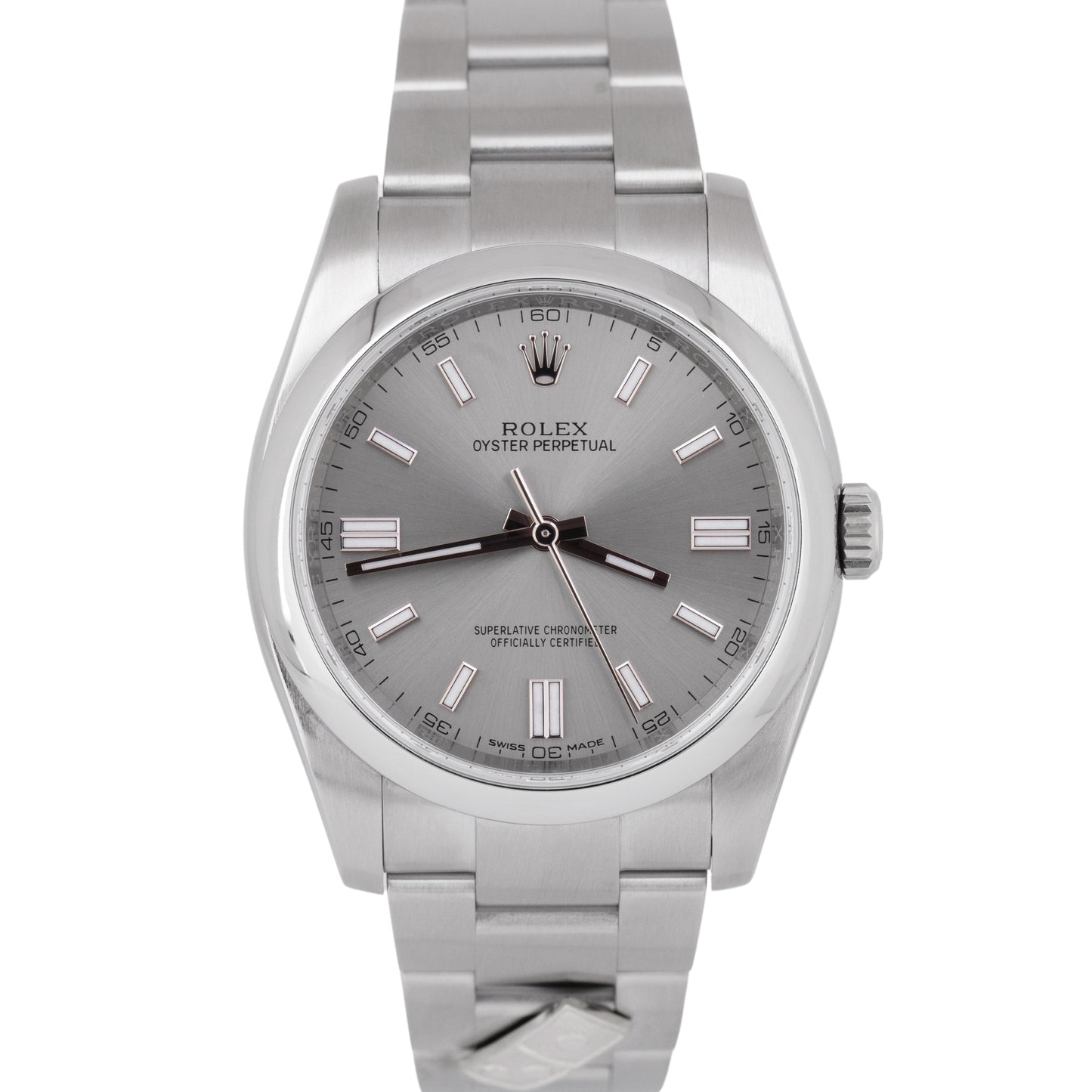 MINT 2018 PAPERS Rolex Oyster Perpetual 36mm Gray DOMINO Steel Watch 116000 BOX
