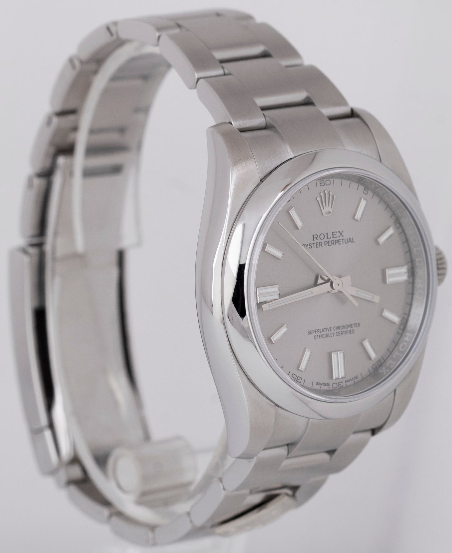 MINT 2018 PAPERS Rolex Oyster Perpetual 36mm Gray DOMINO Steel Watch 116000 BOX