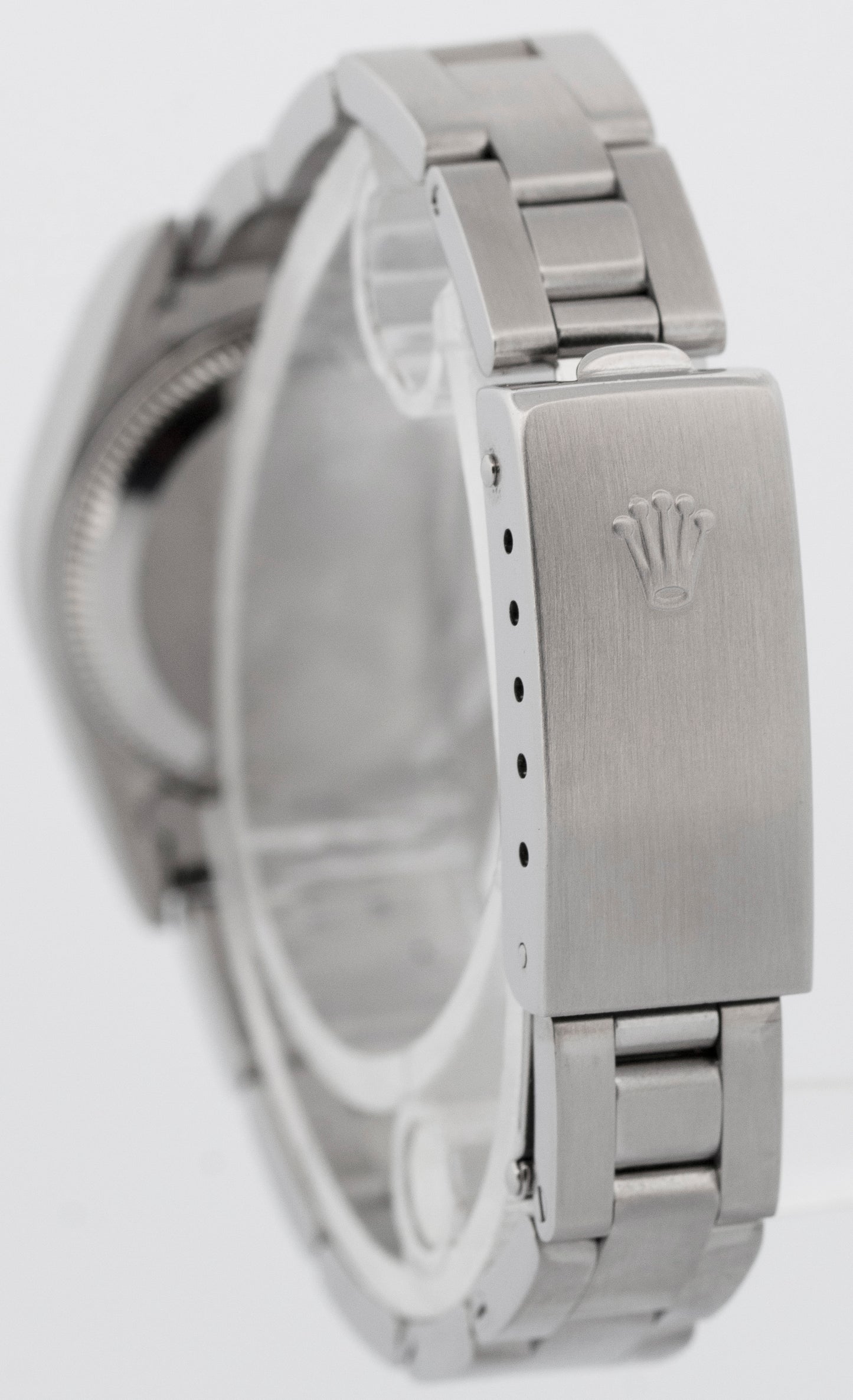 MINT Rolex Oyster Perpetual 24mm White Stainless Oyster NO-HOLES Watch 76080