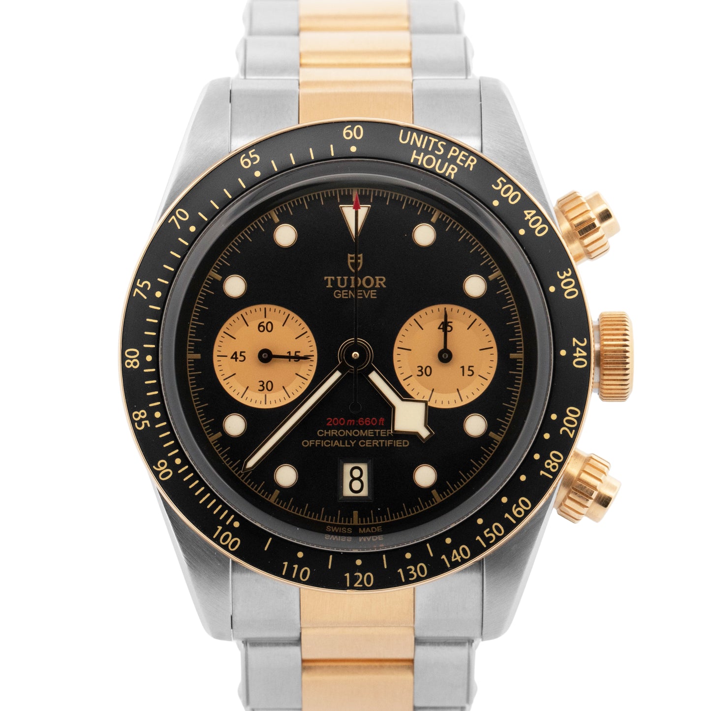 PAPERS Tudor Black Bay Chrono Two-Tone 41mm Black Stainless Steel 79363 BOX