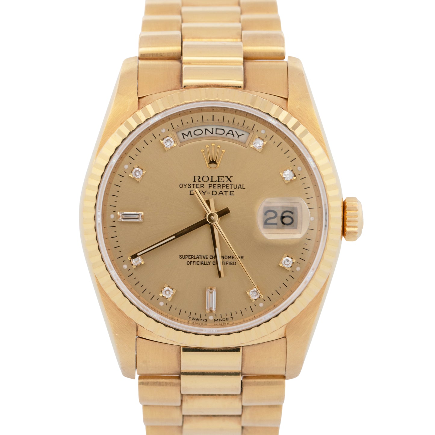 1994 PAPERS Rolex Day-Date President 36mm FACTORY DIAMOND Gold Watch 18238 BOX