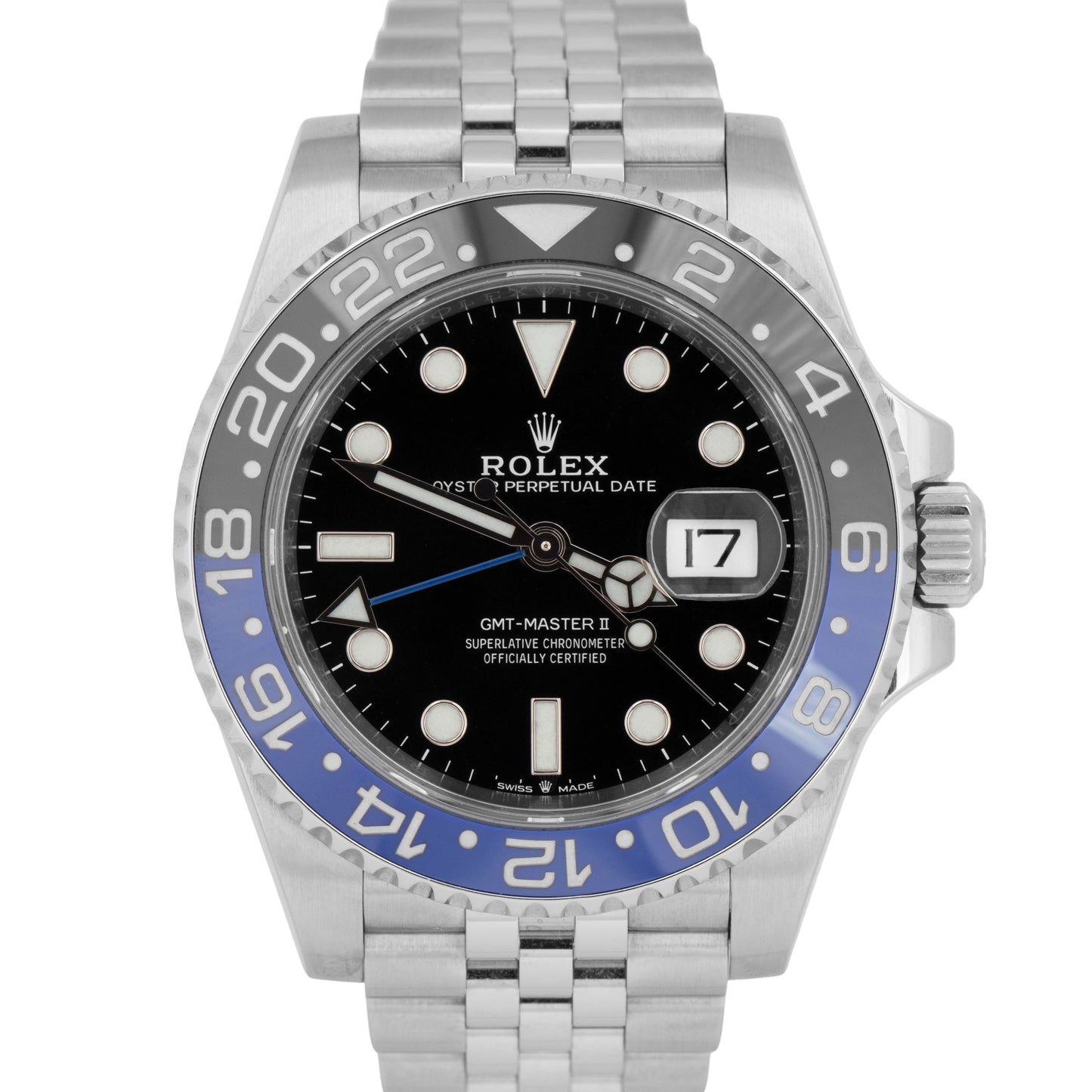 MINT PAPERS Rolex GMT-Master II BATGIRL Blue 40mm JUBILEE Watch 126710 BLNR BOX