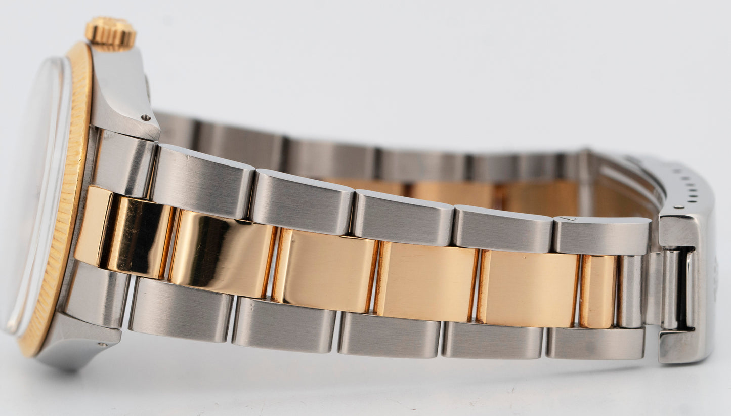 Rolex Oyster Perpetual 34mm Two-Tone Champagne Gold Steel Fluted Watch 1005