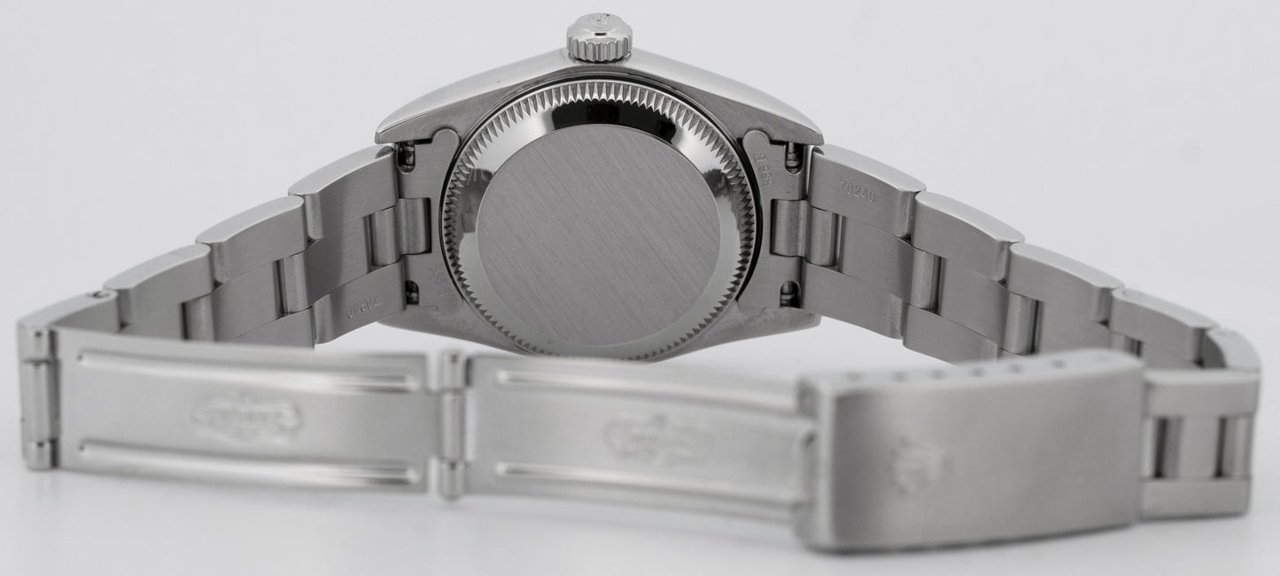 MINT Rolex Oyster Perpetual 24mm White Stainless Oyster NO-HOLES Watch 76080