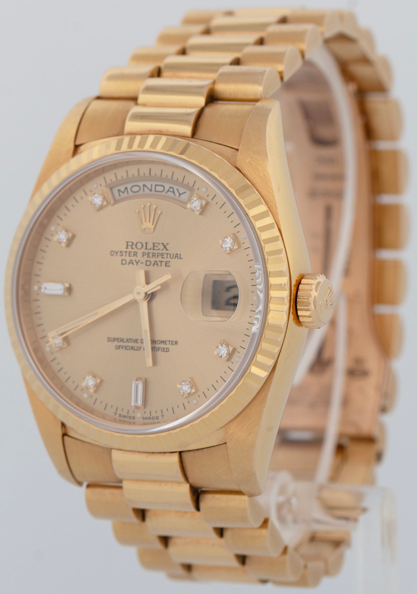 1994 PAPERS Rolex Day-Date President 36mm FACTORY DIAMOND Gold Watch 18238 BOX