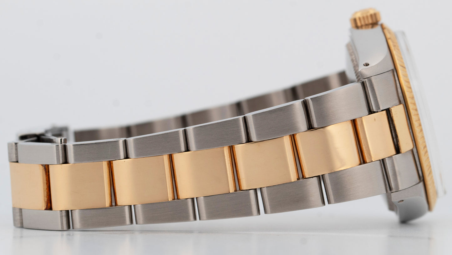 Rolex Oyster Perpetual 34mm Two-Tone Champagne Gold Steel Fluted Watch 1005
