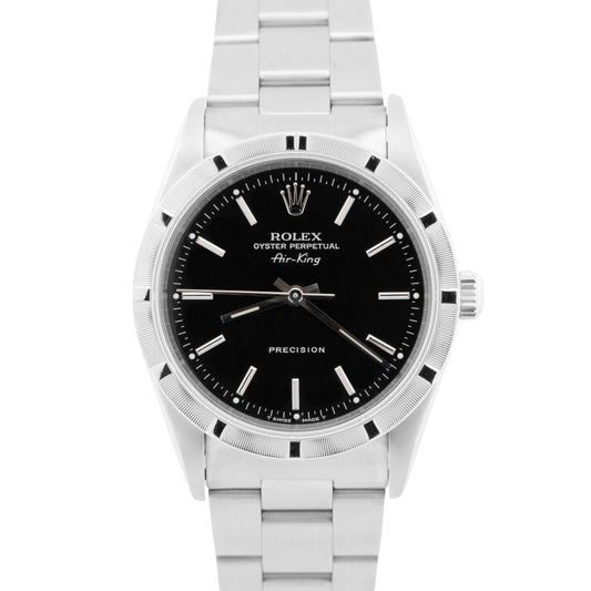 Rolex Air-King Precision Black Stainless Steel Oyster Automatic 34mm Watch 14000