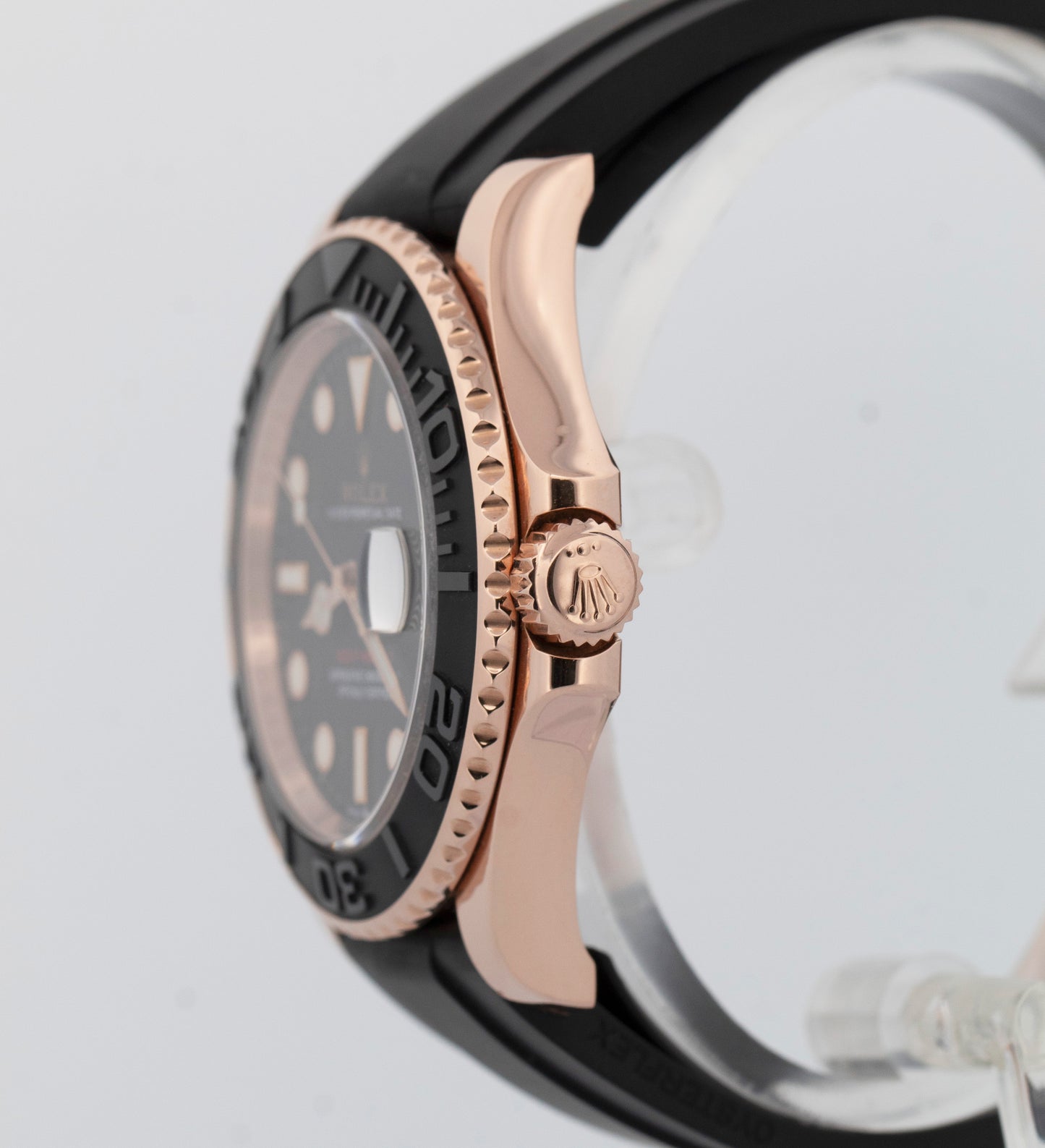 Rolex Yacht-Master 40mm 18K Everose Gold Black Oysterflex Date Watch 126655