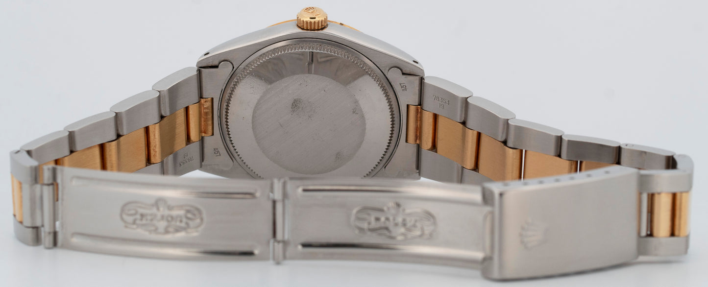 Rolex Oyster Perpetual 34mm Two-Tone Champagne Gold Steel Fluted Watch 1005