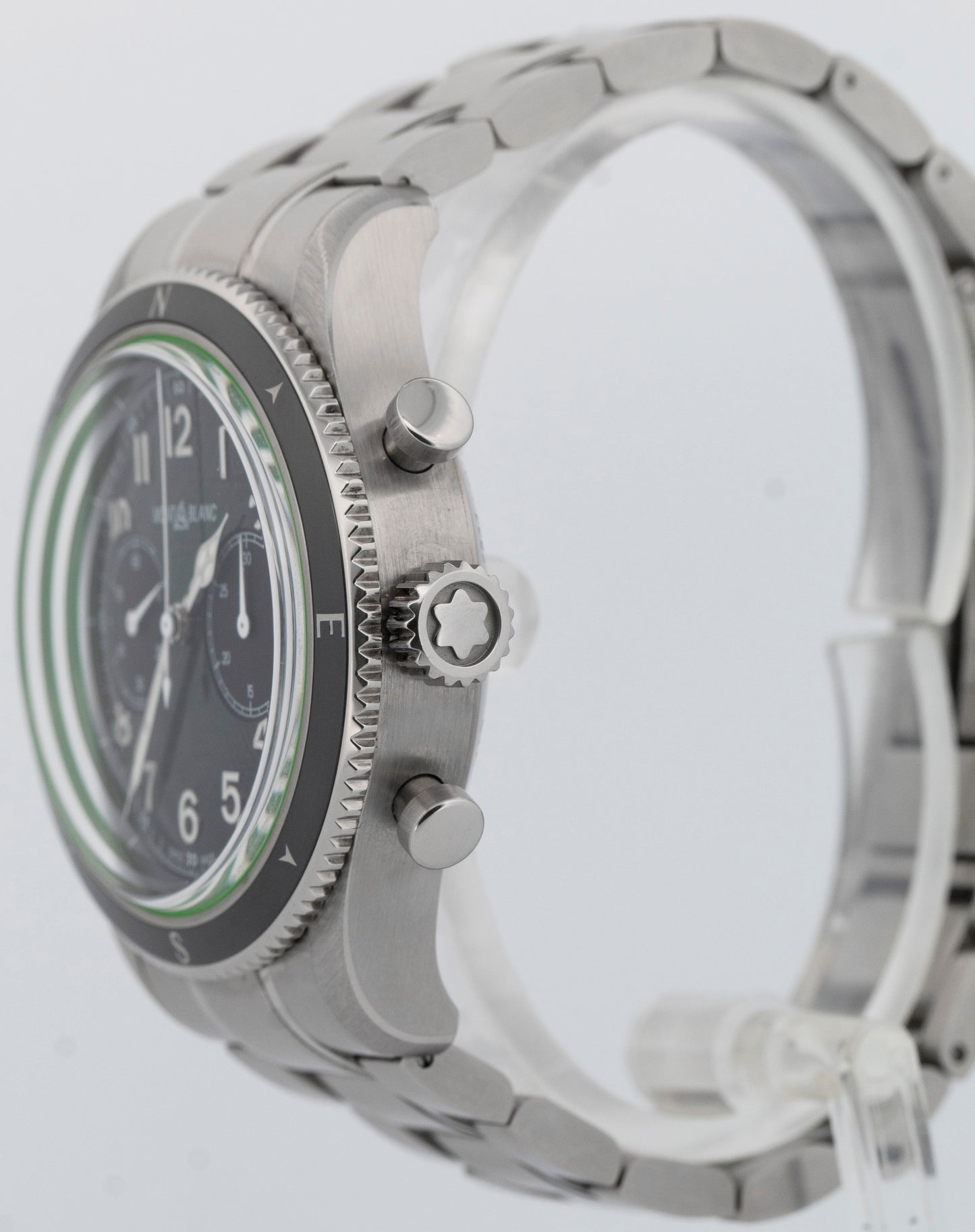 PAPERS Montblanc 1858 Zero 0 Oxygen Chronograph Green 42mm Watch 133298 BOX