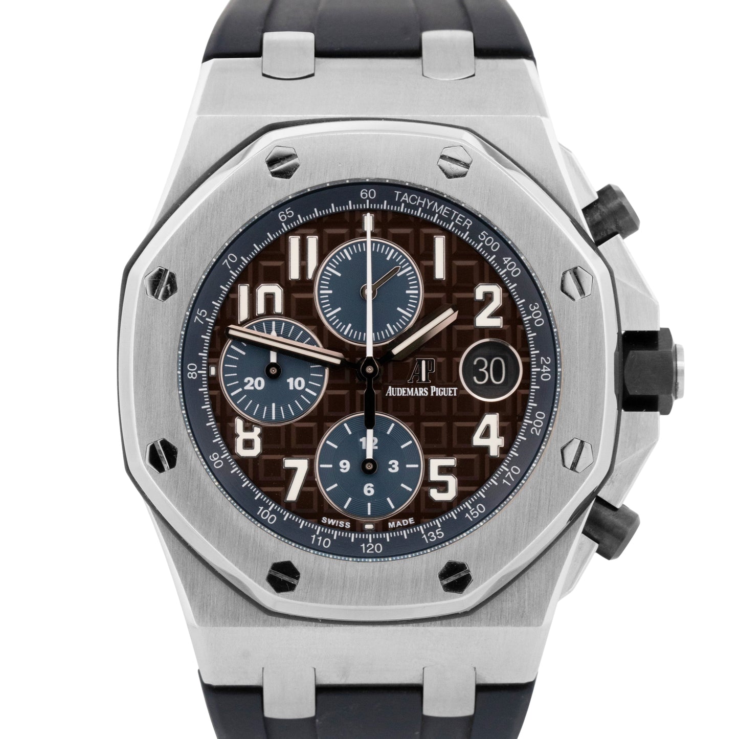 Audemars Piguet Royal Oak Offshore BROWN Blue Steel Rubber 42mm 26470ST Watch