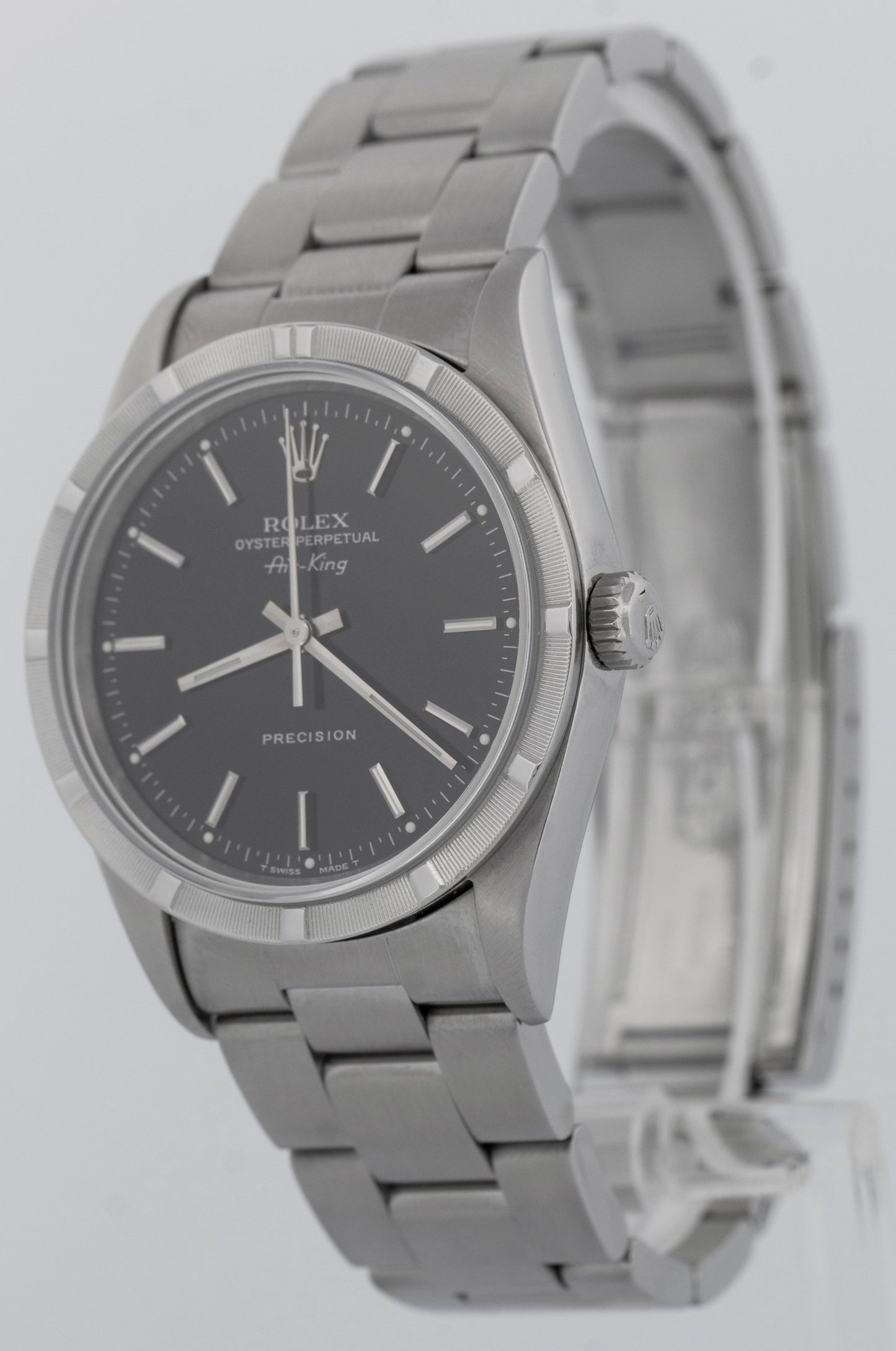 Rolex Air-King Precision Black Stainless Steel Oyster Automatic 34mm Watch 14000