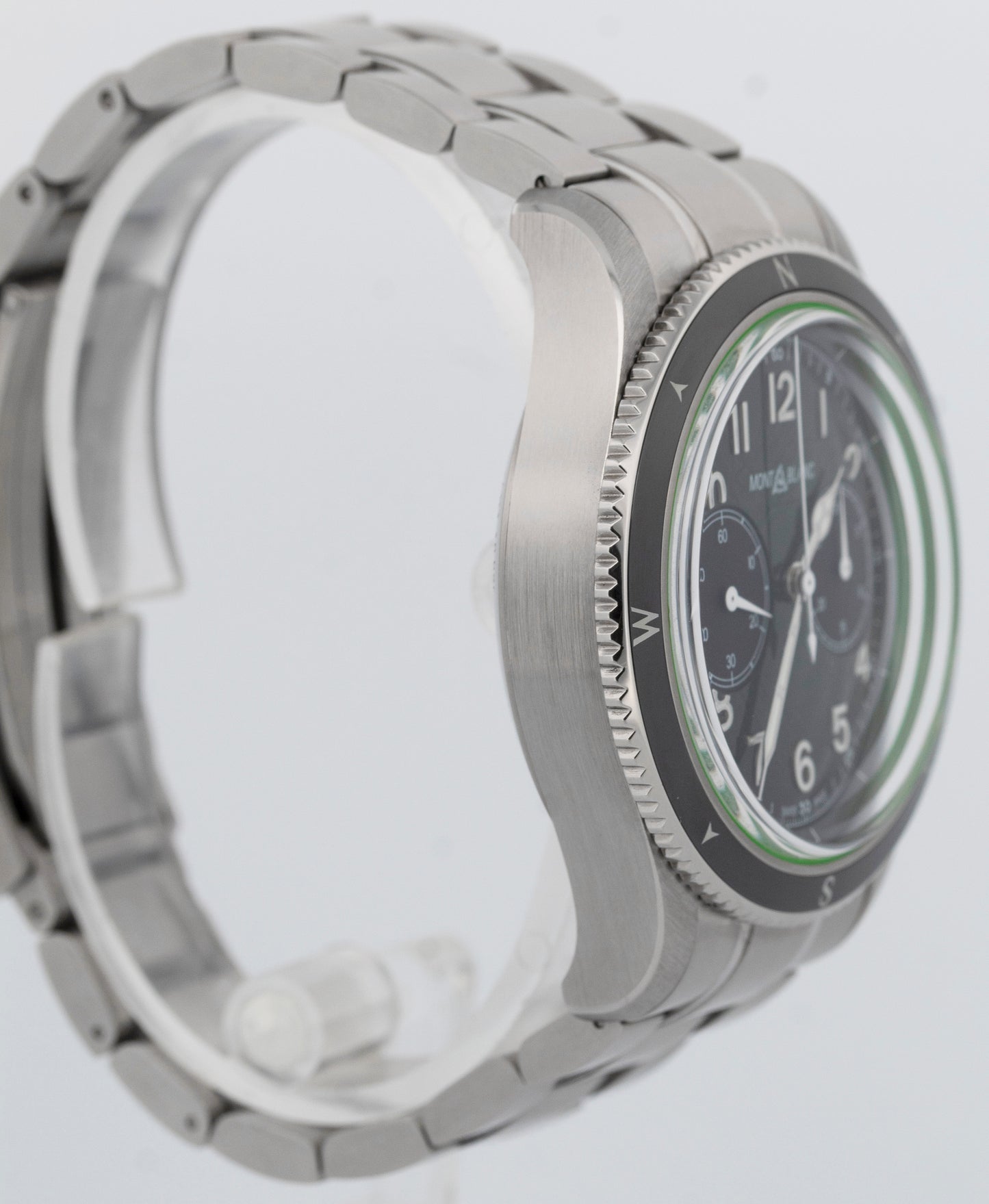 PAPERS Montblanc 1858 Zero 0 Oxygen Chronograph Green 42mm Watch 133298 BOX