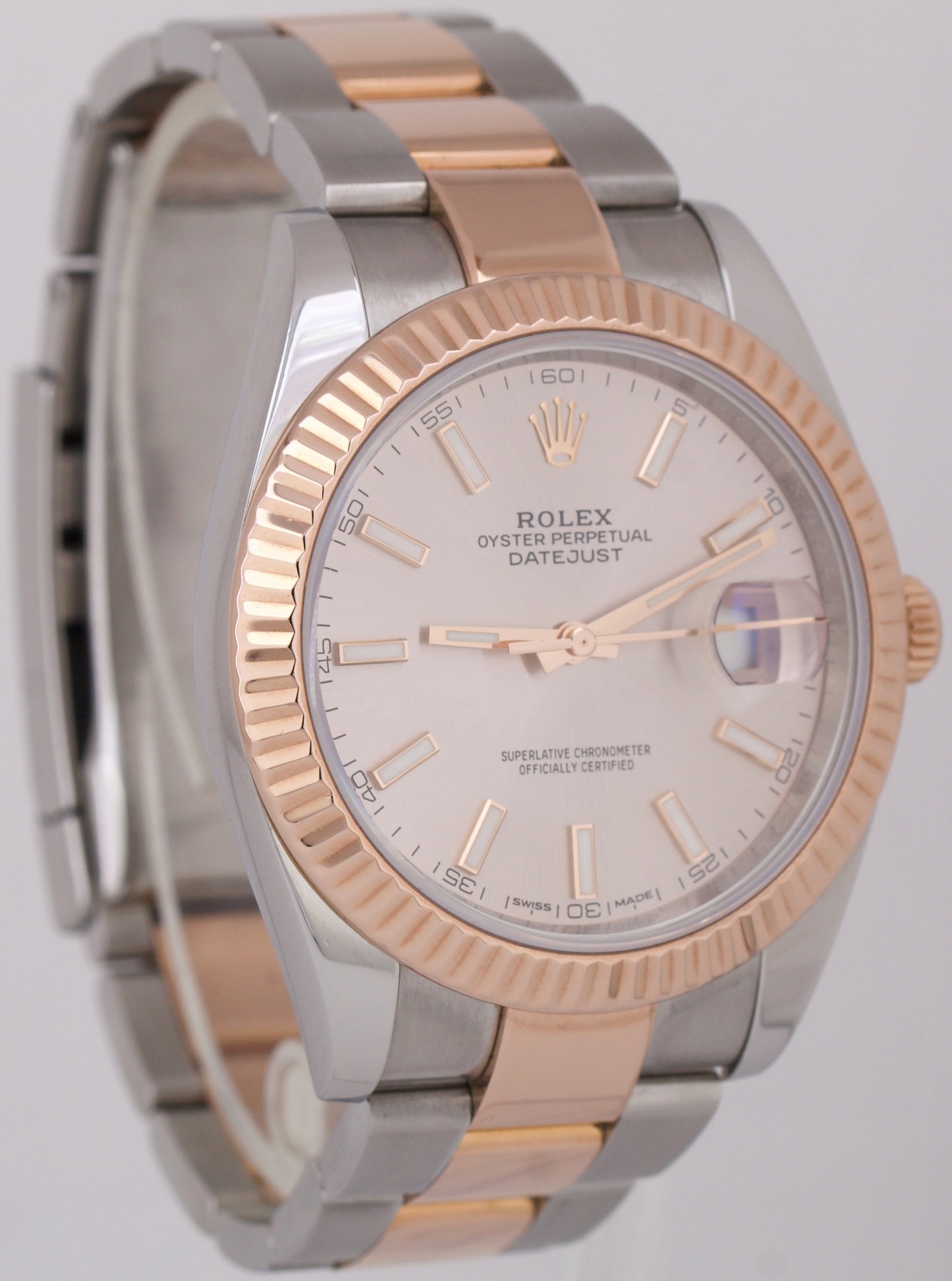 PAPERS Rolex DateJust 41mm SUNDUST Pink 18K Rose Gold Steel Oyster 126331 BOX
