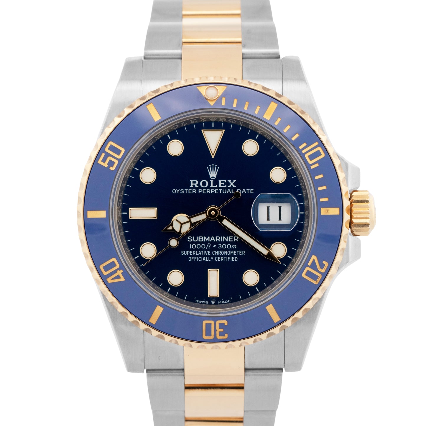 Rolex Submariner Date BLUE 41mm Ceramic Two-Tone 18K Gold Steel 126613 LB