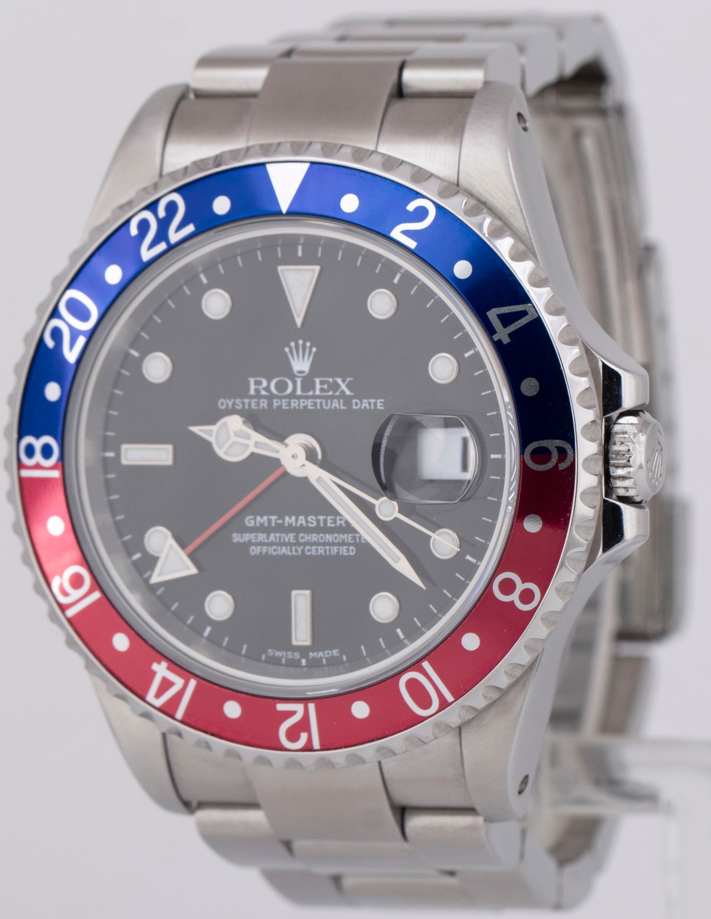 MINT Rolex GMT-Master II PEPSI 40mm Pepsi Blue Red Stainless Steel 16710 Watch