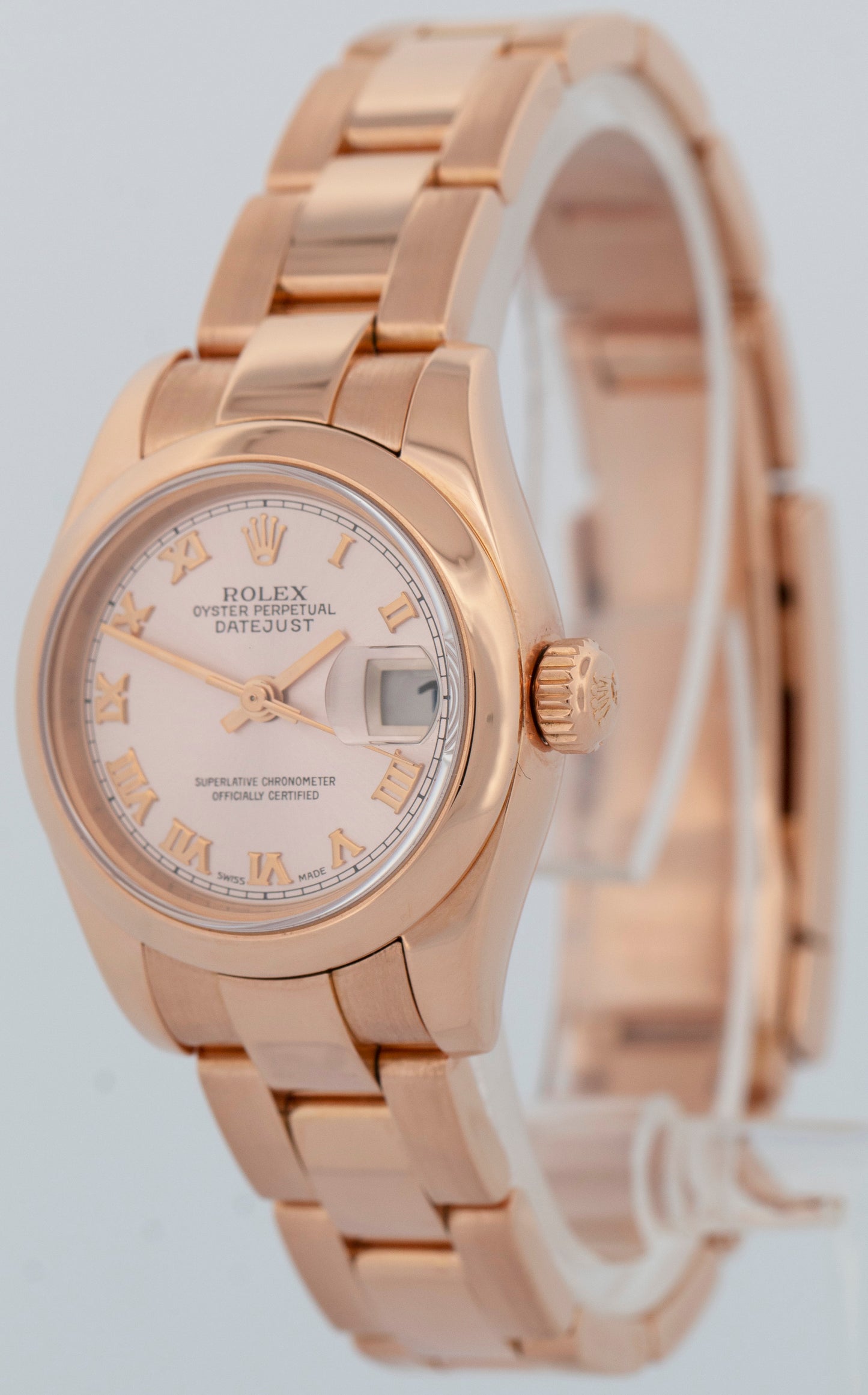 PAPERS Ladies Rolex DateJust President 26mm 18K Rose Gold Watch 179165 BOX