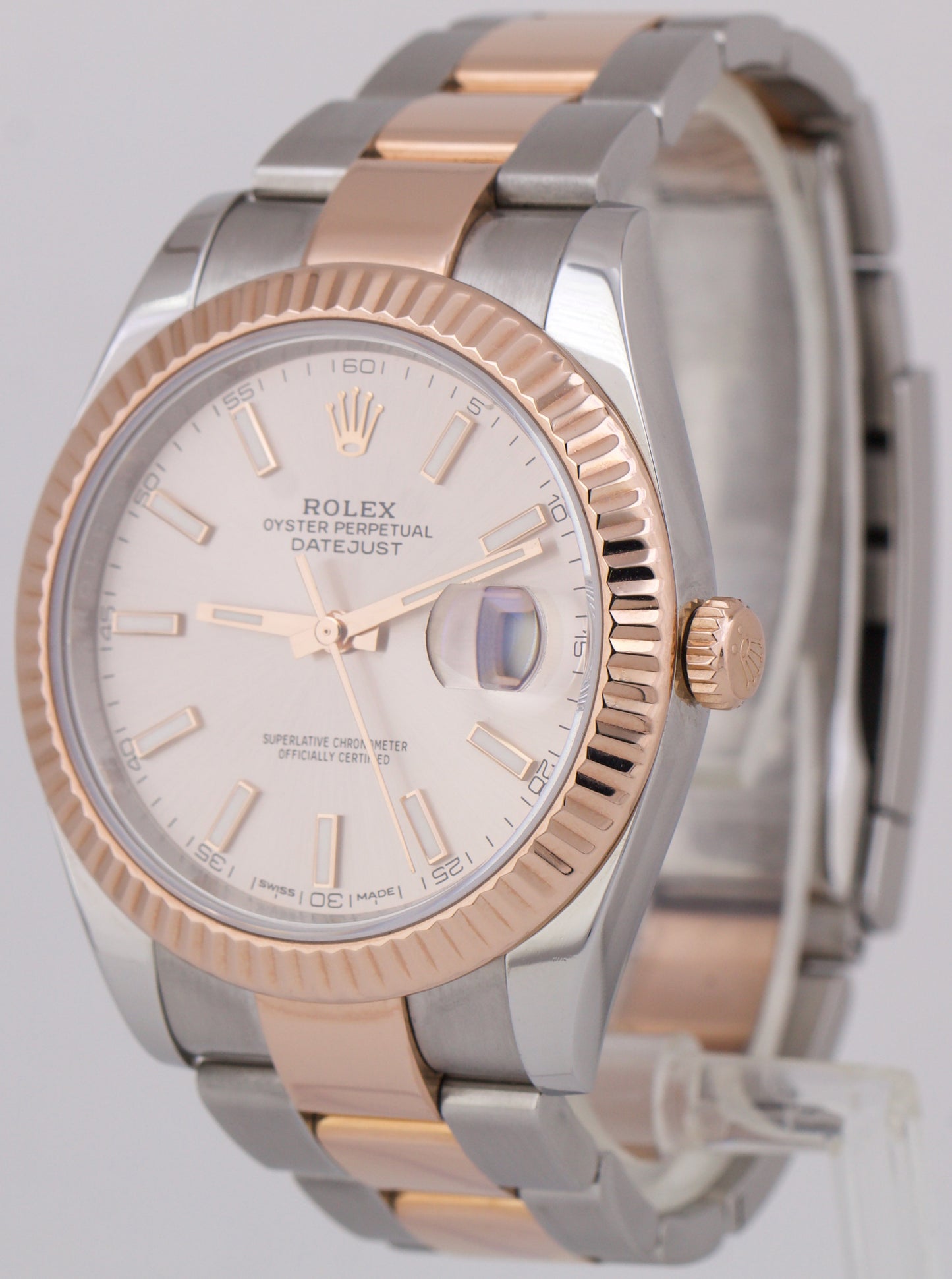 PAPERS Rolex DateJust 41mm SUNDUST Pink 18K Rose Gold Steel Oyster 126331 BOX