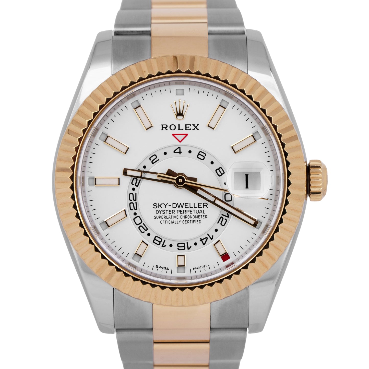 MINT PAPERS Rolex Sky-Dweller White Two-Tone 18K Gold 42mm Oyster 326933 BOX