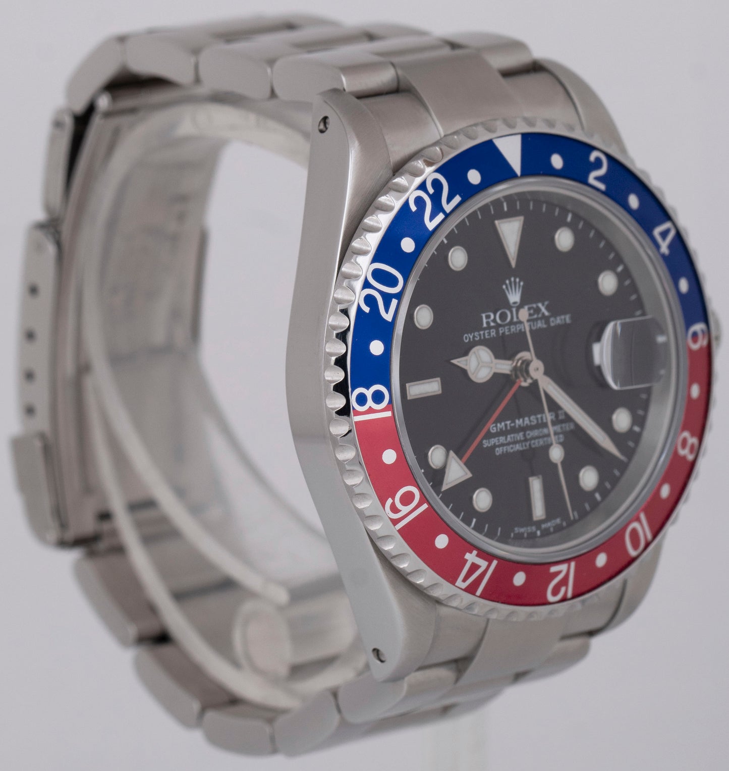 MINT Rolex GMT-Master II PEPSI 40mm Pepsi Blue Red Stainless Steel 16710 Watch