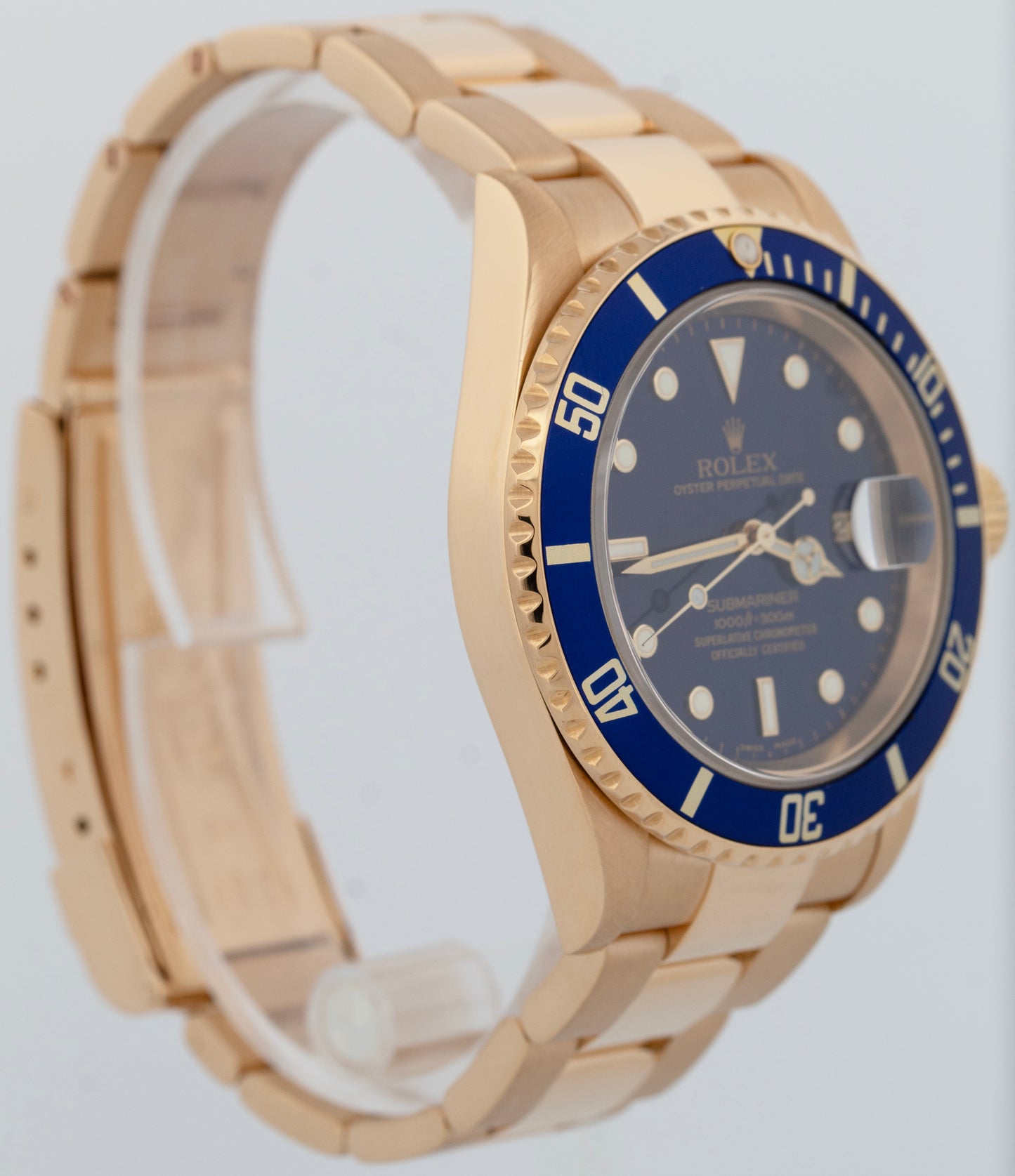 2005 PAPERS Rolex Submariner Date BLUE Yellow Gold 40mm Watch 16618 Watch BOX