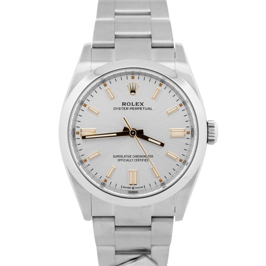 MINT DOMINO'S PAPERS 2020 Rolex Oyster Perpetual 36mm Silver Watch 126000 BOX