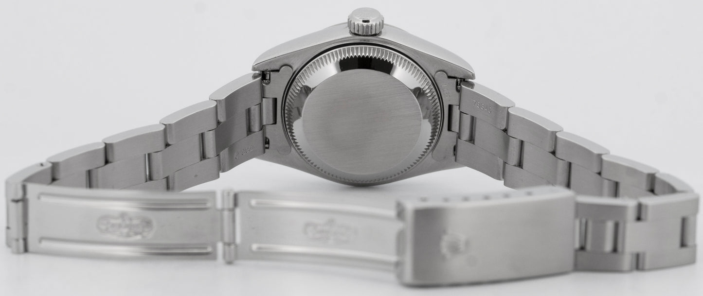 Ladies Rolex Date 26mm White Stainless Steel Oyster Roman Automatic Watch 69160